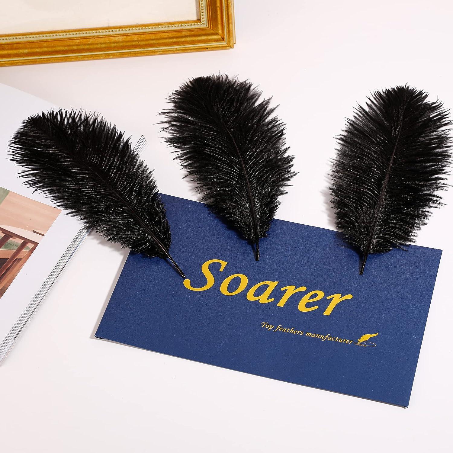 Soarer Black Ostrich Feathers Bulk - 30pcs 8-10 inches for Wedding Party  Centerpieces, Home Decorations and DIY Crafts(Black)
