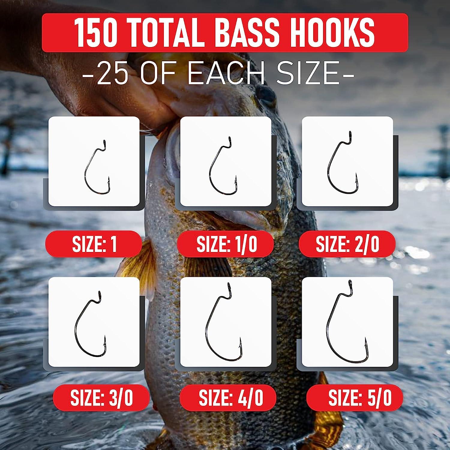  Bass Hooks Worm Hooks Ewg Hooks Kit, 50pcs Offset Worm Hooks  Texas Rig Hooks 2X Strong Fishing Hooks for Soft Bait Jig Fish Hooks for  Bass Trout Saltwater Freshwater Fishing