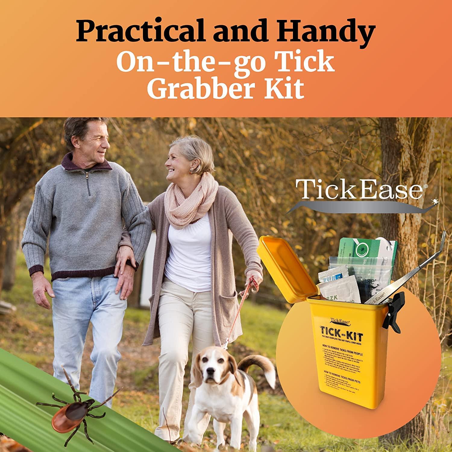 TickEase Tick Removal Kit for Humans & Pets Tick Tweezers, Magnifier