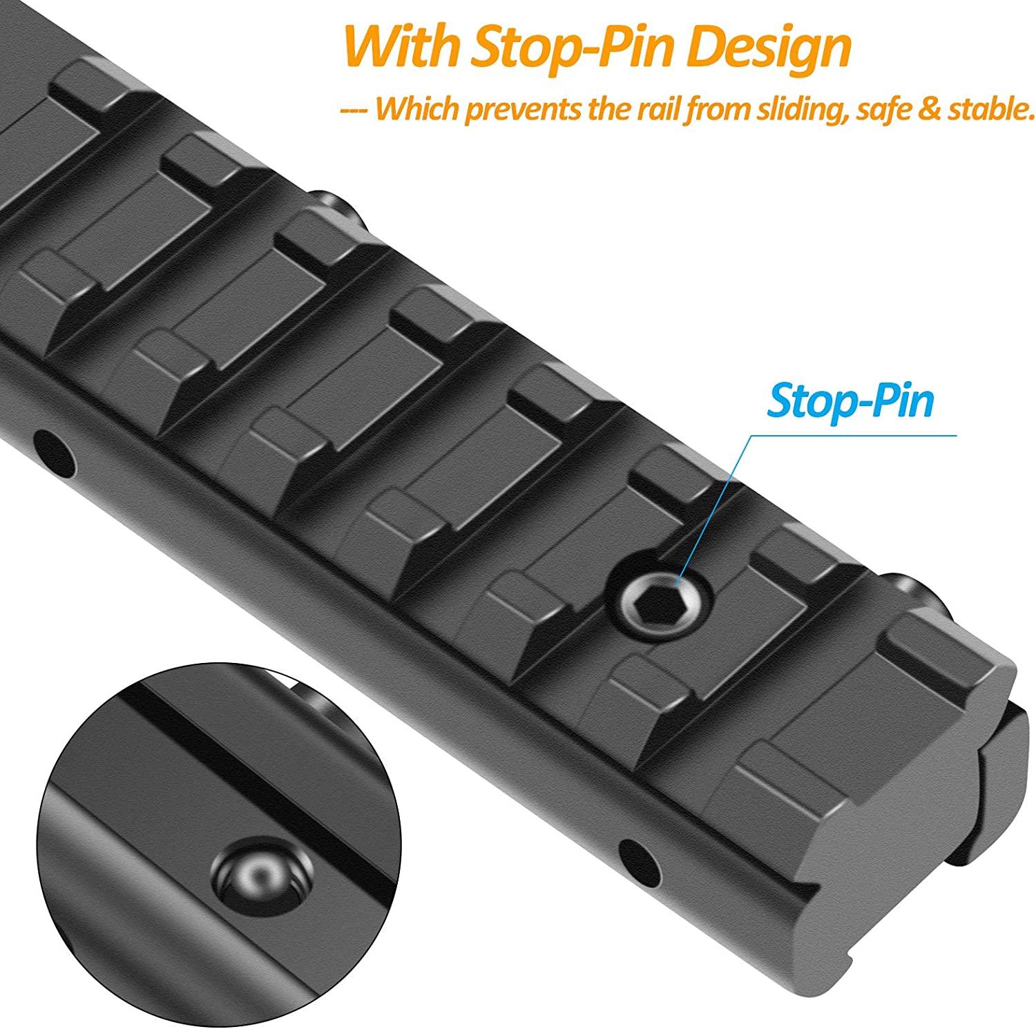 LONSEL Dovetail to Picatinny Rail Adapter Low Profile Scope Riser 2 Pack Converter for 11mm