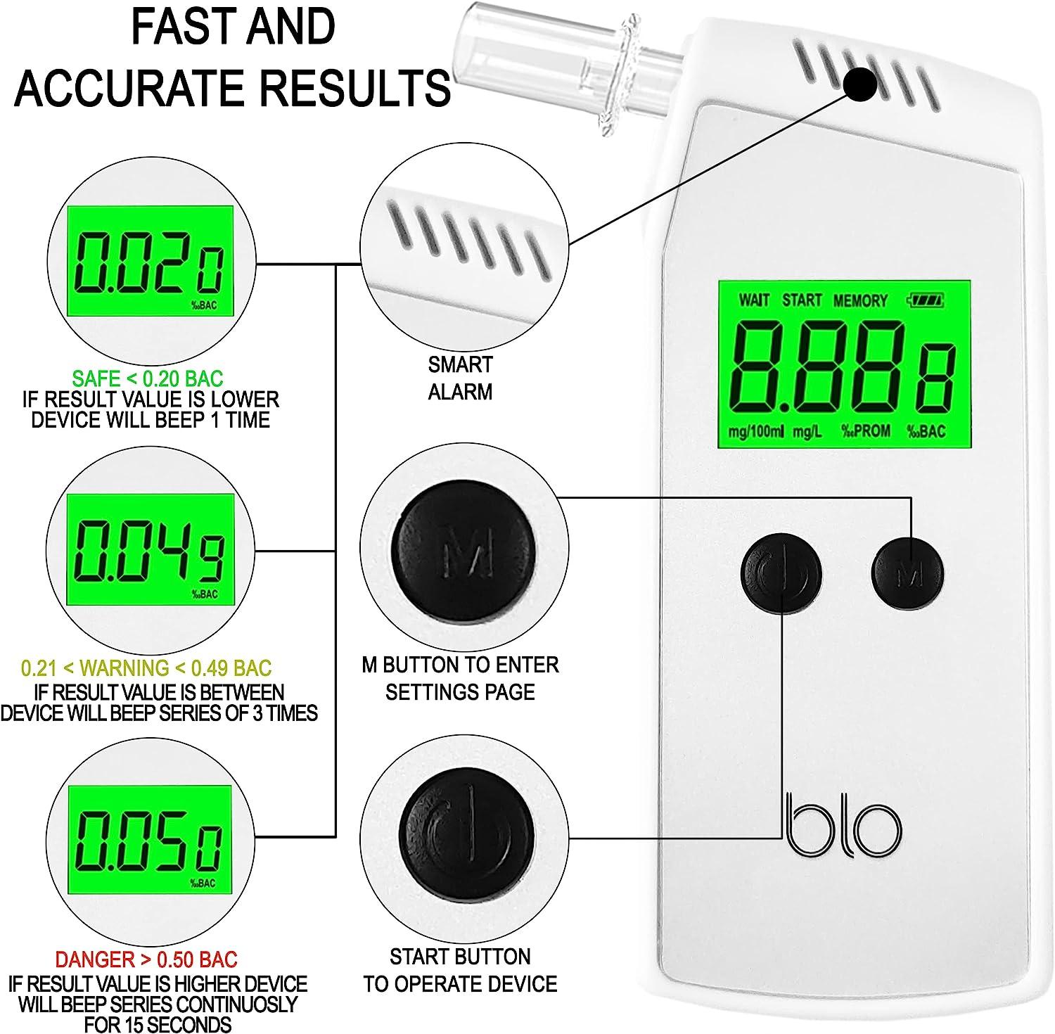 BLO Executive Breathalyzer Alcohol Tester Portable Instant Read Unit
