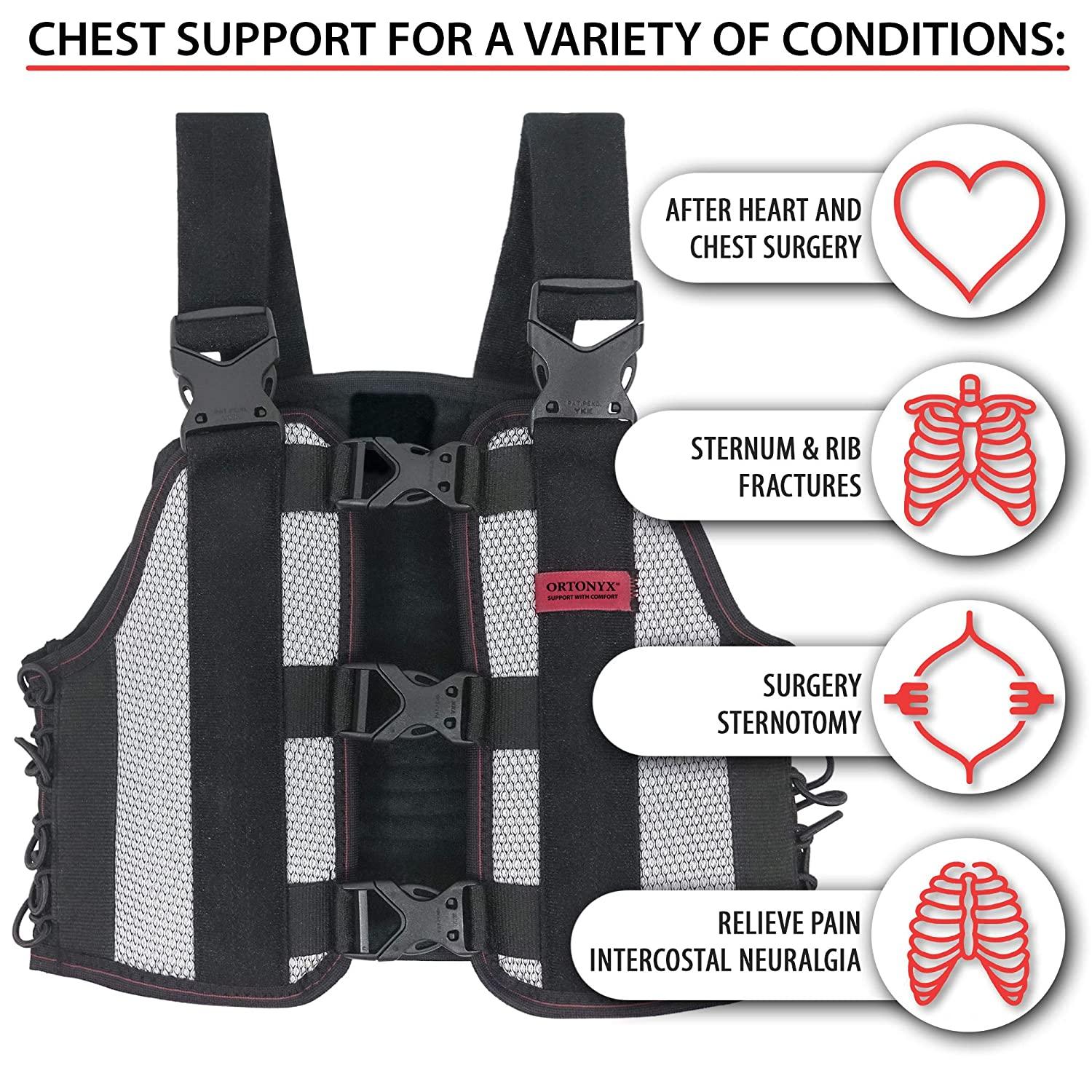 ORTONYX Sternum and Thorax Support Chest Brace / ACHB5255-L Large (Pack of  1) Black/Gray