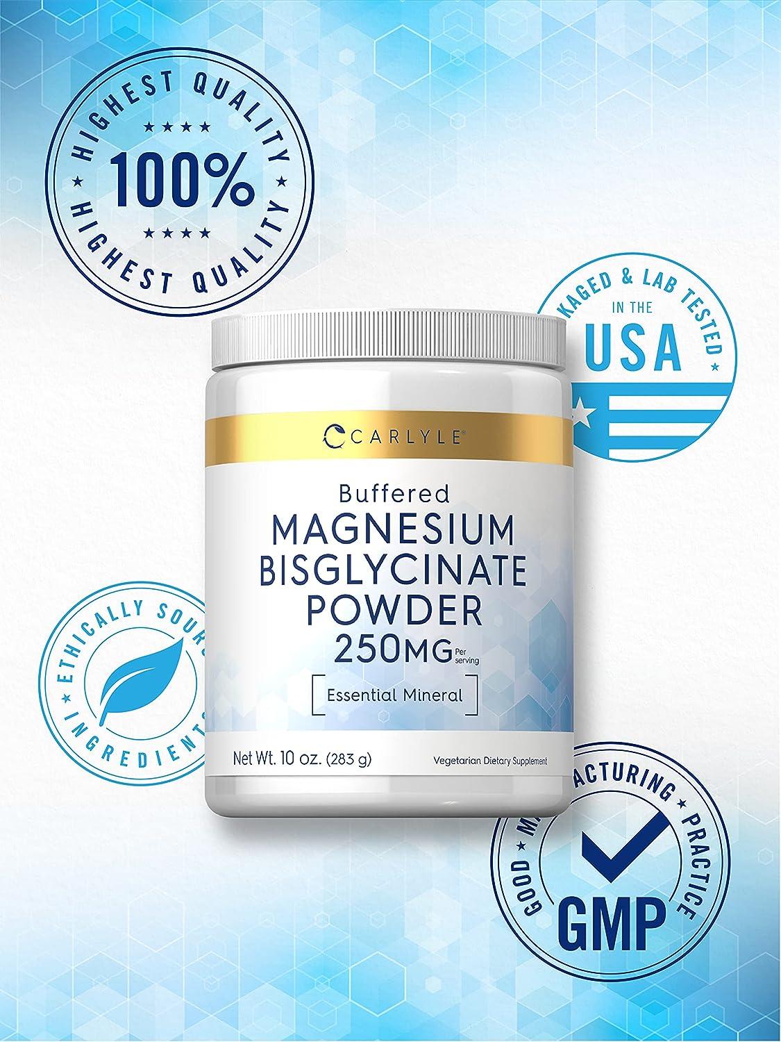 Magnesium Bisglycinate Powder 250mg | 10 oz | Vegetarian Non-GMO ...