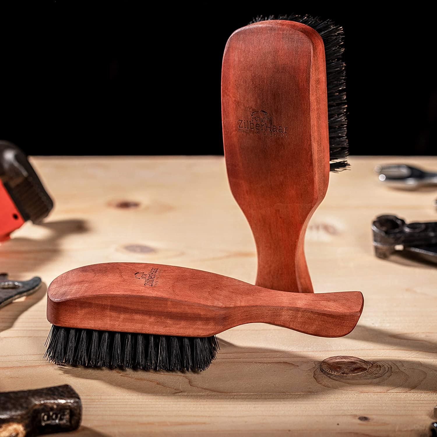 ZilberHaar Major Hair Beard Brush Stiff Bristles Natural Boar