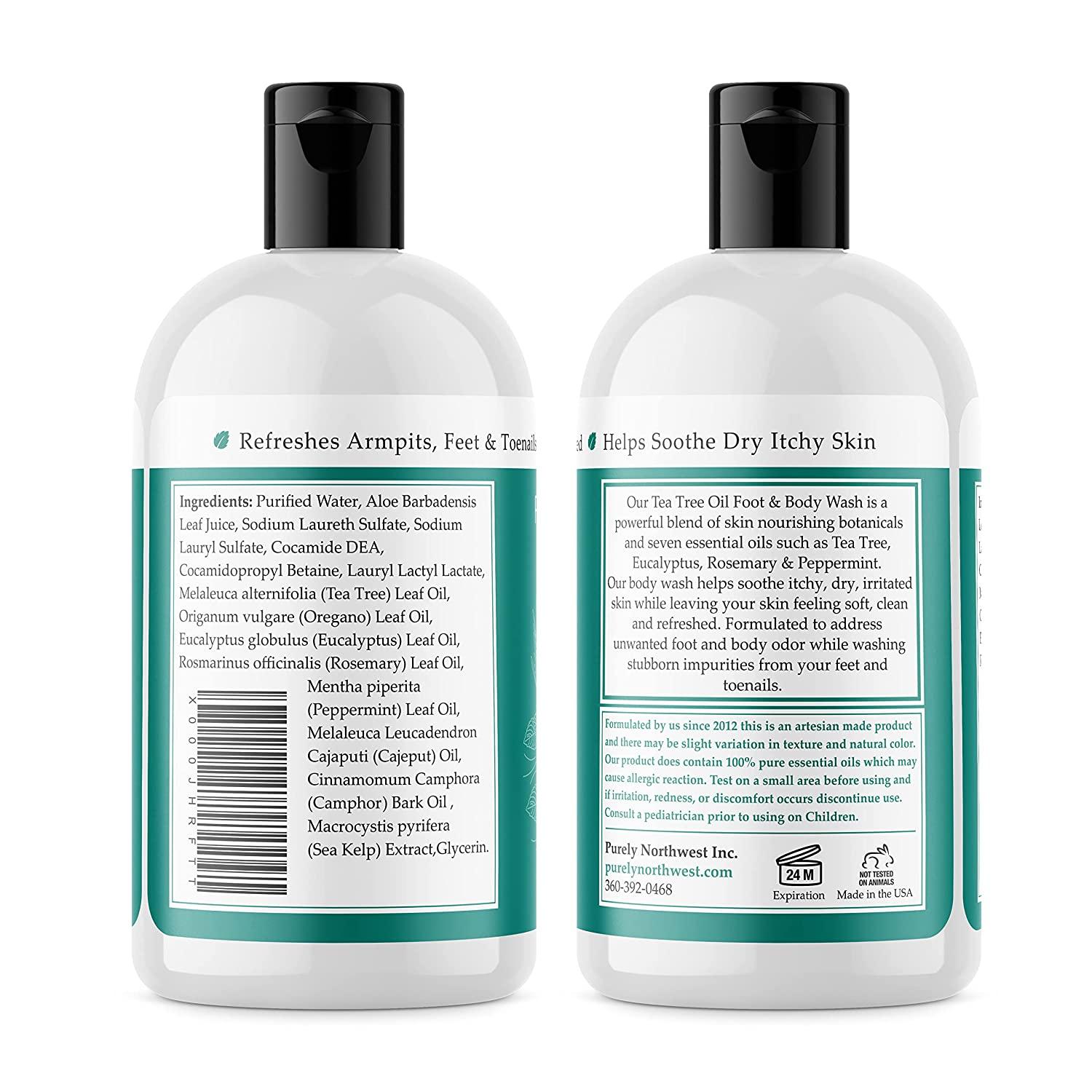 Tea Tree Oil & Peppermint Body Wash for Body Odor, Acne & Skin