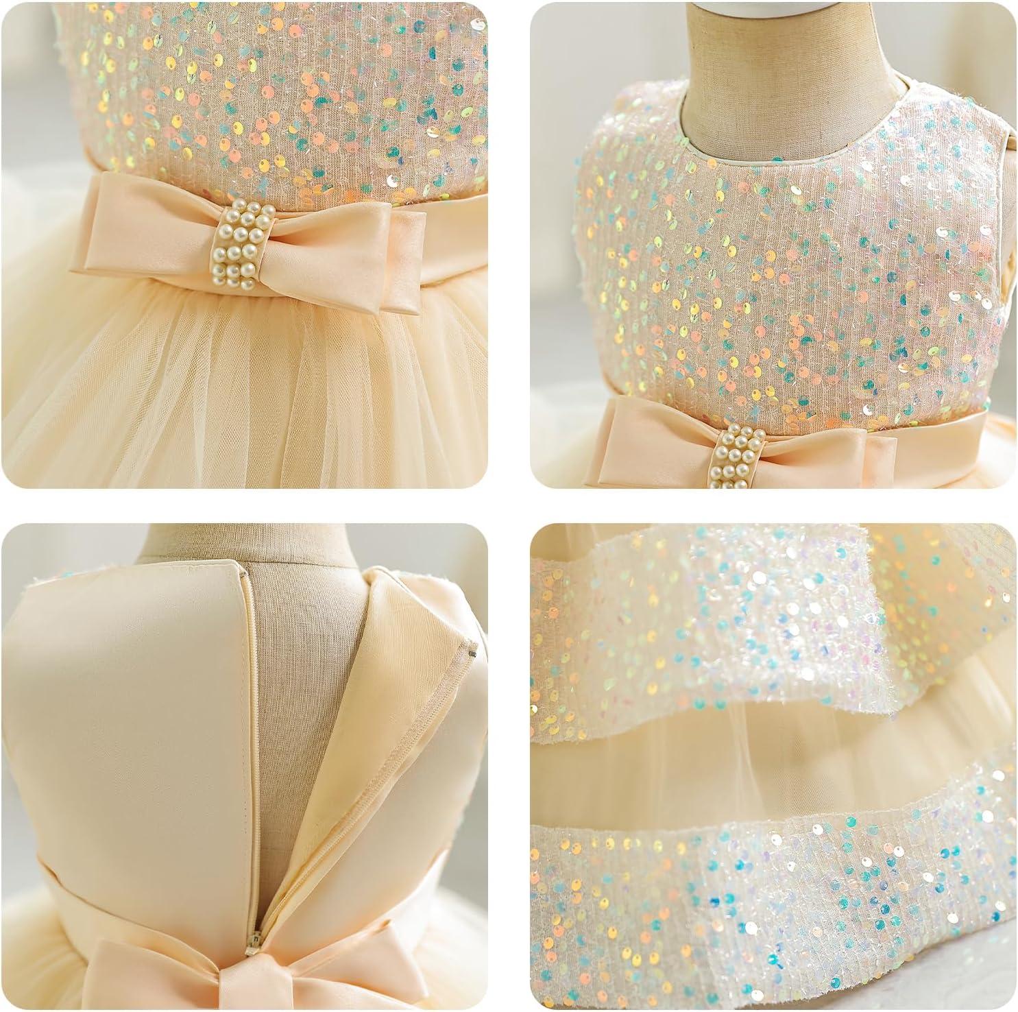 Miipat Baby Girl Tulle Sequin Princess Party Dress - 12-18 Months Champagne  | Buy Now with Express International Delivery | GoSupps.com