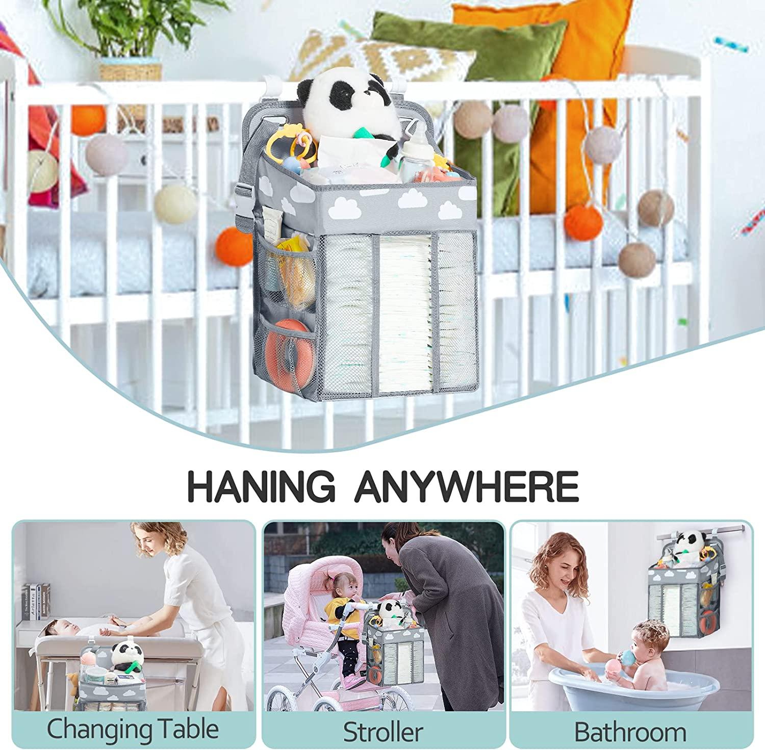 Mloong Diaper Caddy, Hanging Diaper Organizer for Changing Table