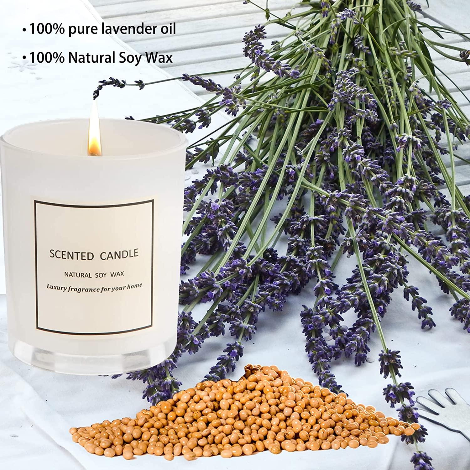Gifts for Women&Men - Gifts Under 10 Dollars, Candles for Home Scented,  100% Pure Natural Soybean Wax with Plant Essential Oils, Perfect for Bath,  Yoga, Christmas, Birthday, Mother's Day(Lavender) White-lavender