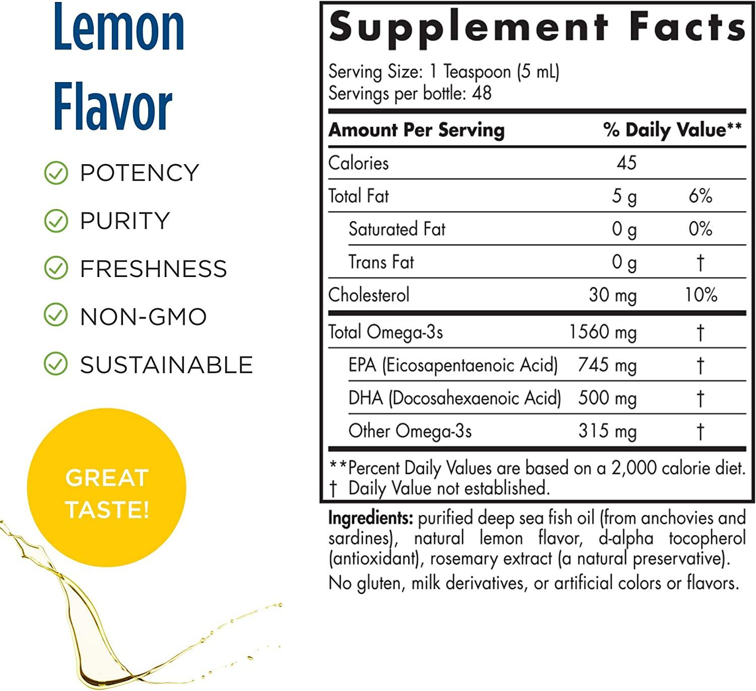 Nordic Naturals Omega-3 Lemon, 1560 mg - 16 fl oz - Fry's Food Stores