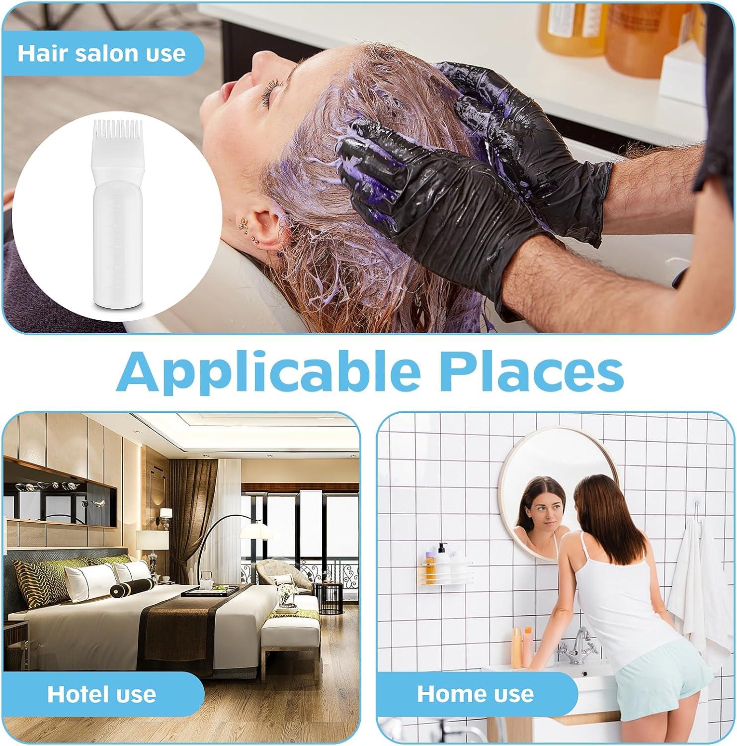 COMNICO Root Comb Applicator Bottle 6 Ounce Plastic Squeeze Hair Dye