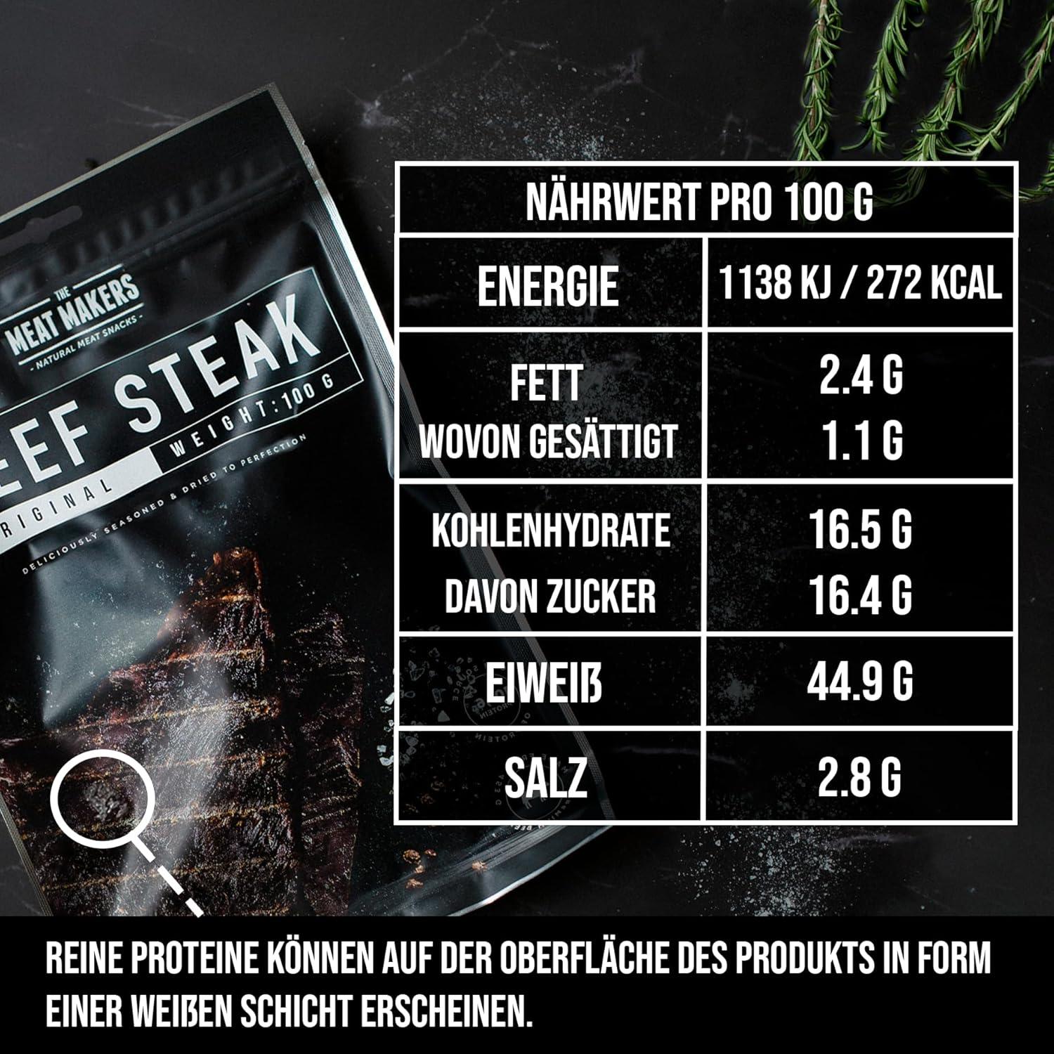 Buy The Meat Makers Original Beef Jerky Steak 500g - Protein-Rich Dried ...