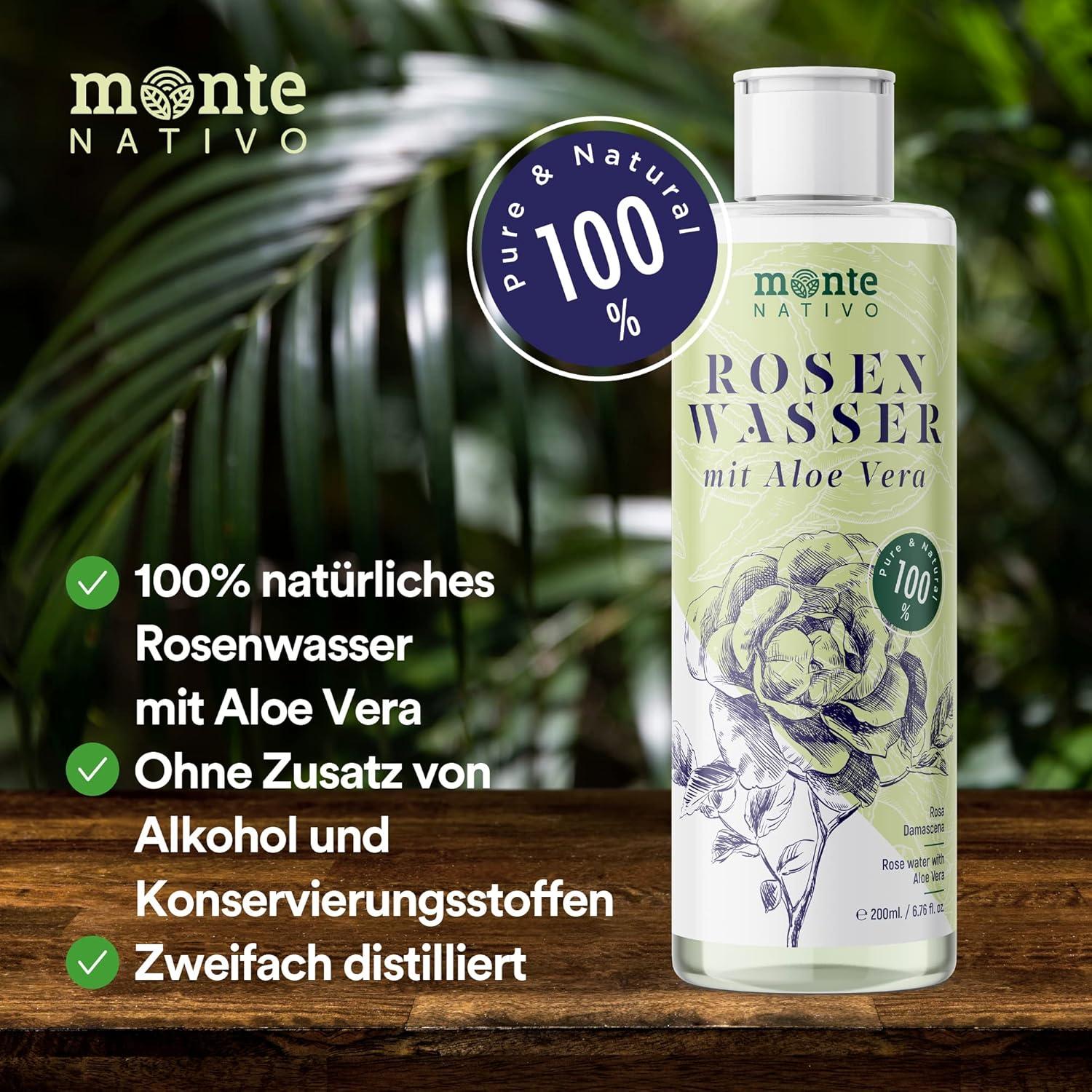 Rose Water with Aloe Vera 2x200ml | Natural Facial Care & Cleaning |  Anti-Pimple Skin Care | 400ml Rosenwasser for Glowing Skin