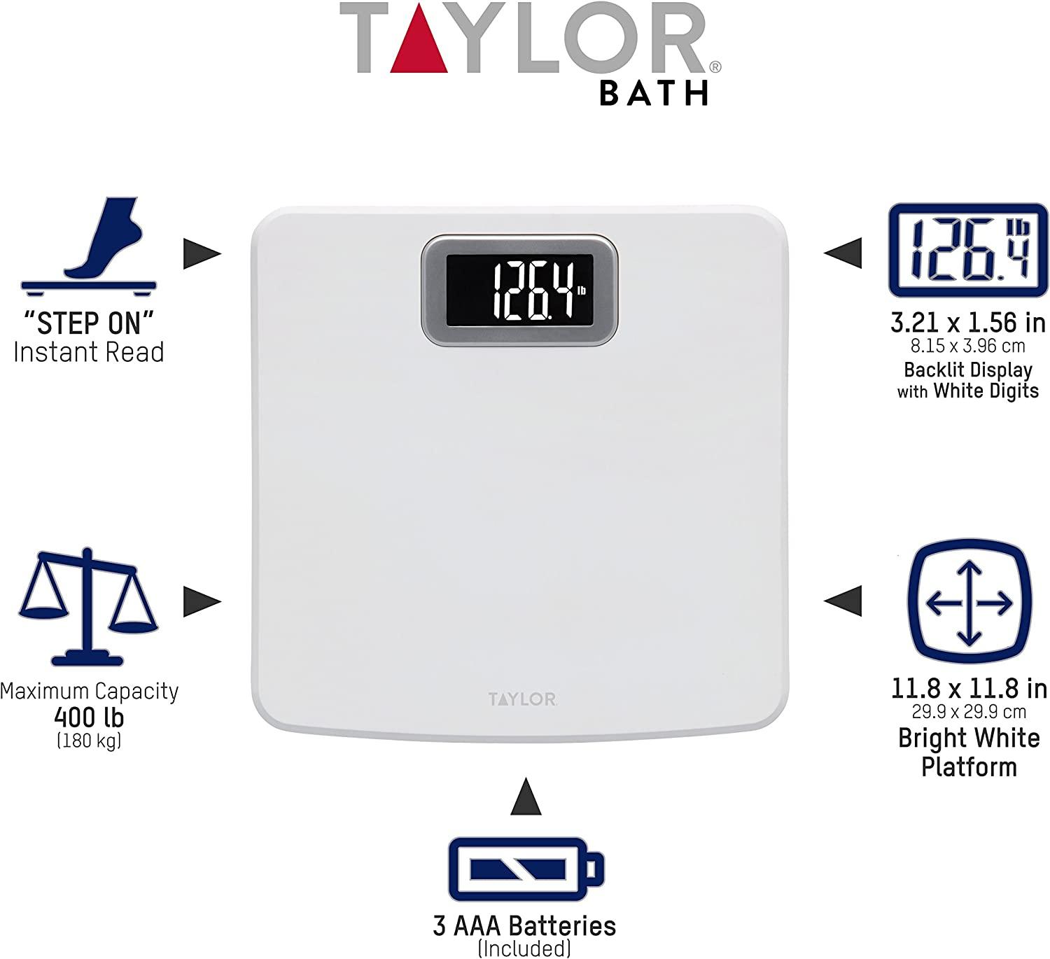 Taylor 400 Lb. Capacity Digital Bathroom Scale (White)