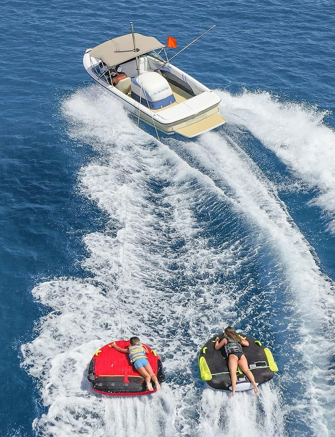 kemimoto Water Ski Flag, Orange Boat Flag with 48 Inches Adjustable Boat Flag Pole, Skier Down