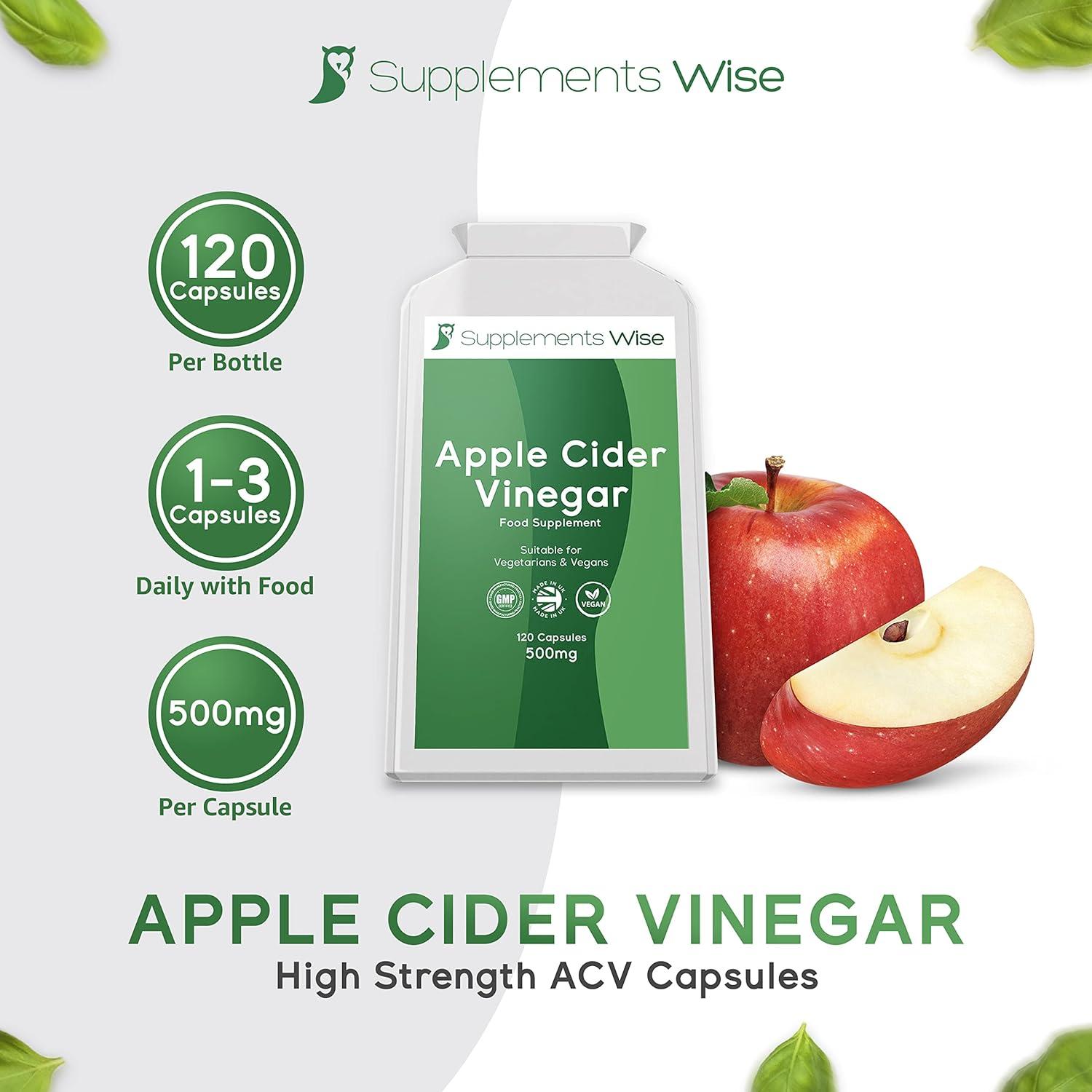 Apple Cider Vinegar Capsules High Strength ACV 120 x 500mg