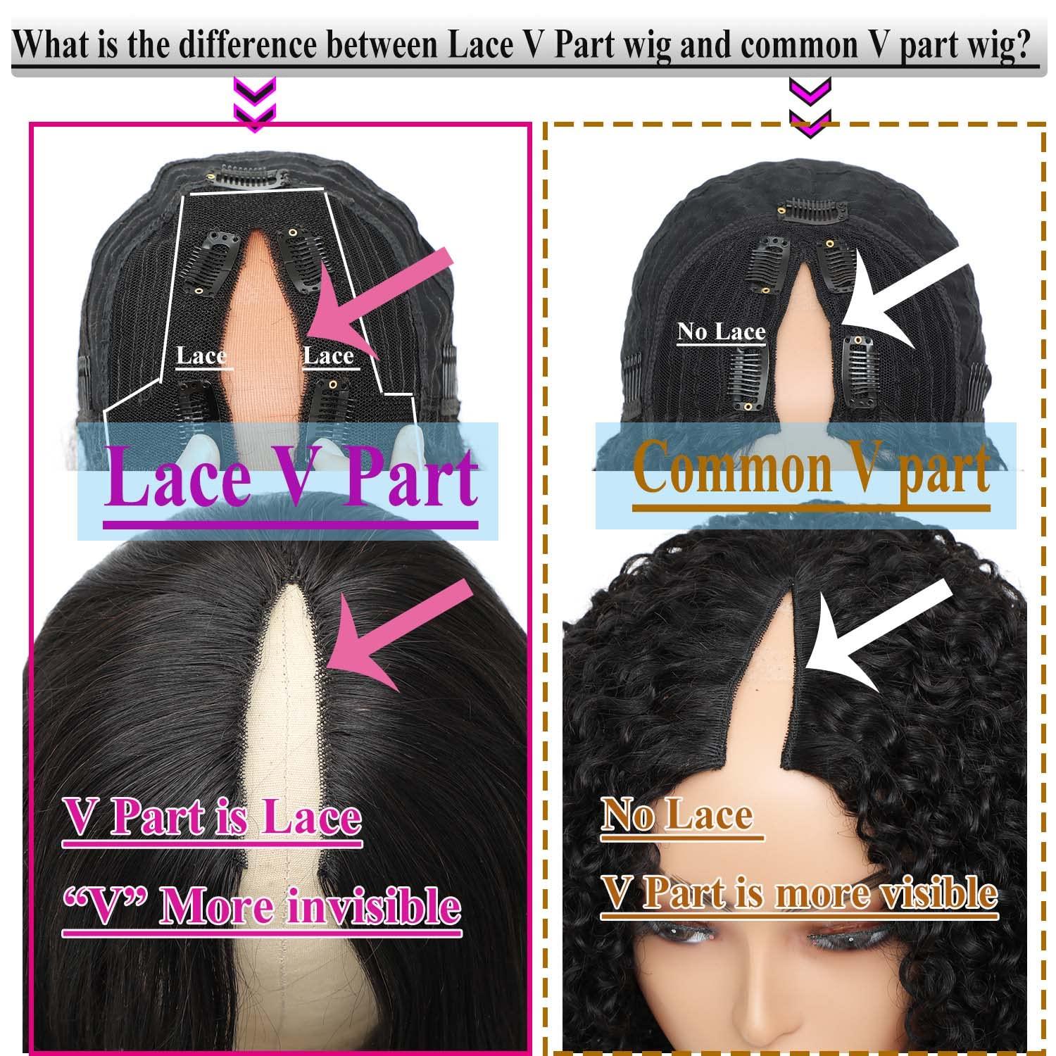 Curly Lace V Part Wig Human Hair No Leave Out Upgrade V Part Wig With Small  Lace Upgraded Wigs of U Part Brazilian Curly Virgin Hair Wigs No Gel No  Glue Needed (