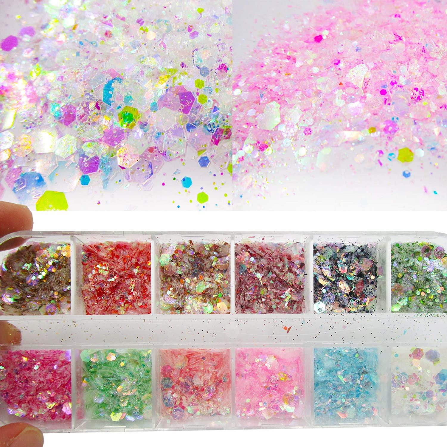 6 Colors Chunky Glitter Flakes - Spring Iridescent Flower Butterfly Shaped  Glitter Sequins Confetti Sparkles Sticker Accessories Nail Glitter Assorted  Nail Sequins Heart Chunky Glitter Star Nail Flakes Diamond Iridescent  Glitter For