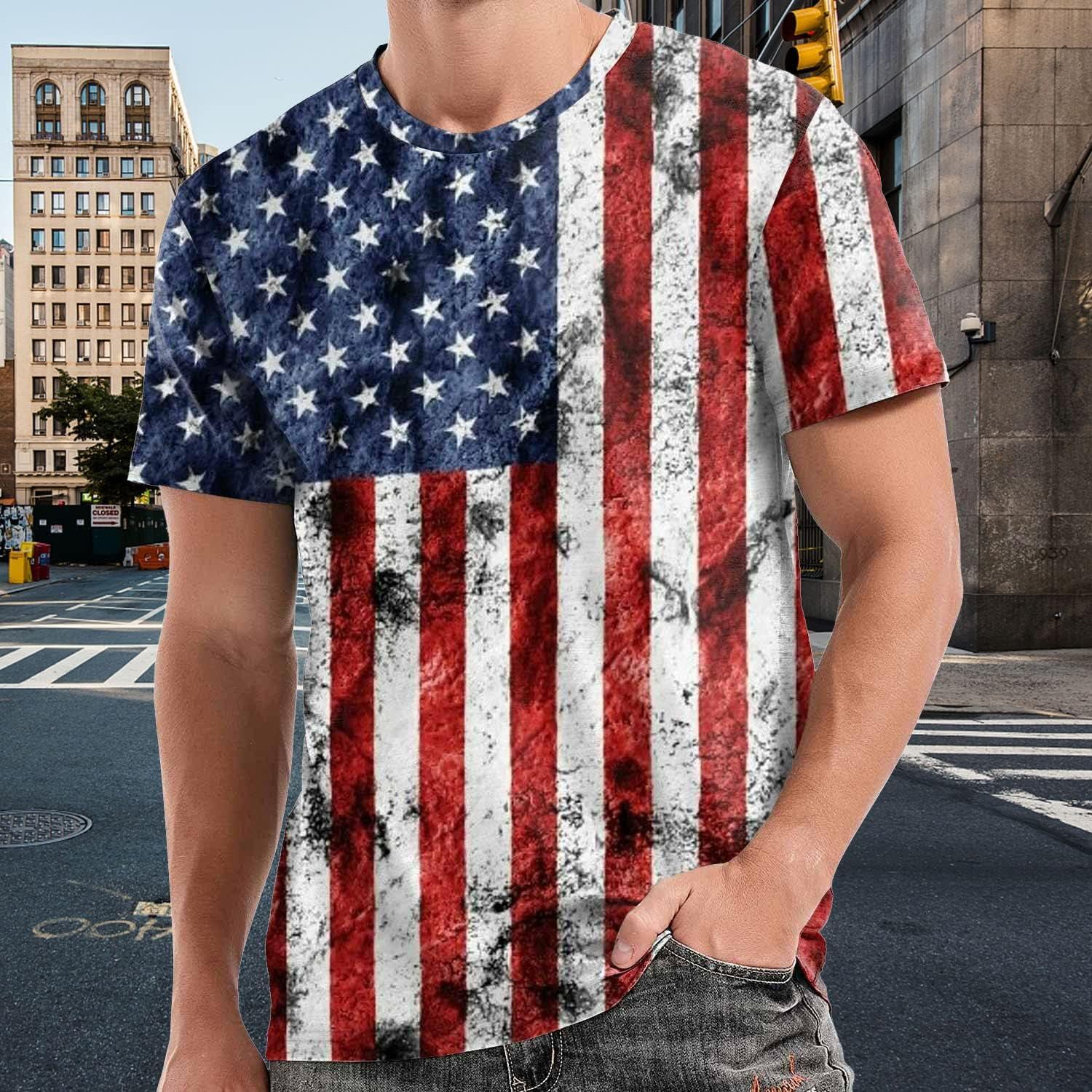 Men's American Flag Short Sleeve Shirts Casual India