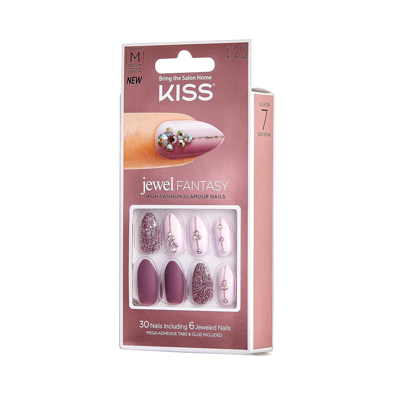 KISS Jewel Fantasy Nails Medium Length High Fashion Glamour Nails (KJF04)