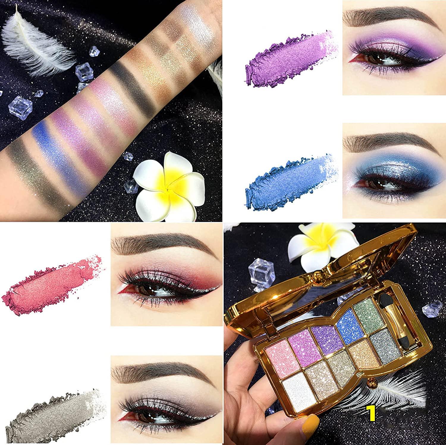 Glitter Eyeshadow Palette,10 Colors Sparkle Shimmer Eye Shadow Highly