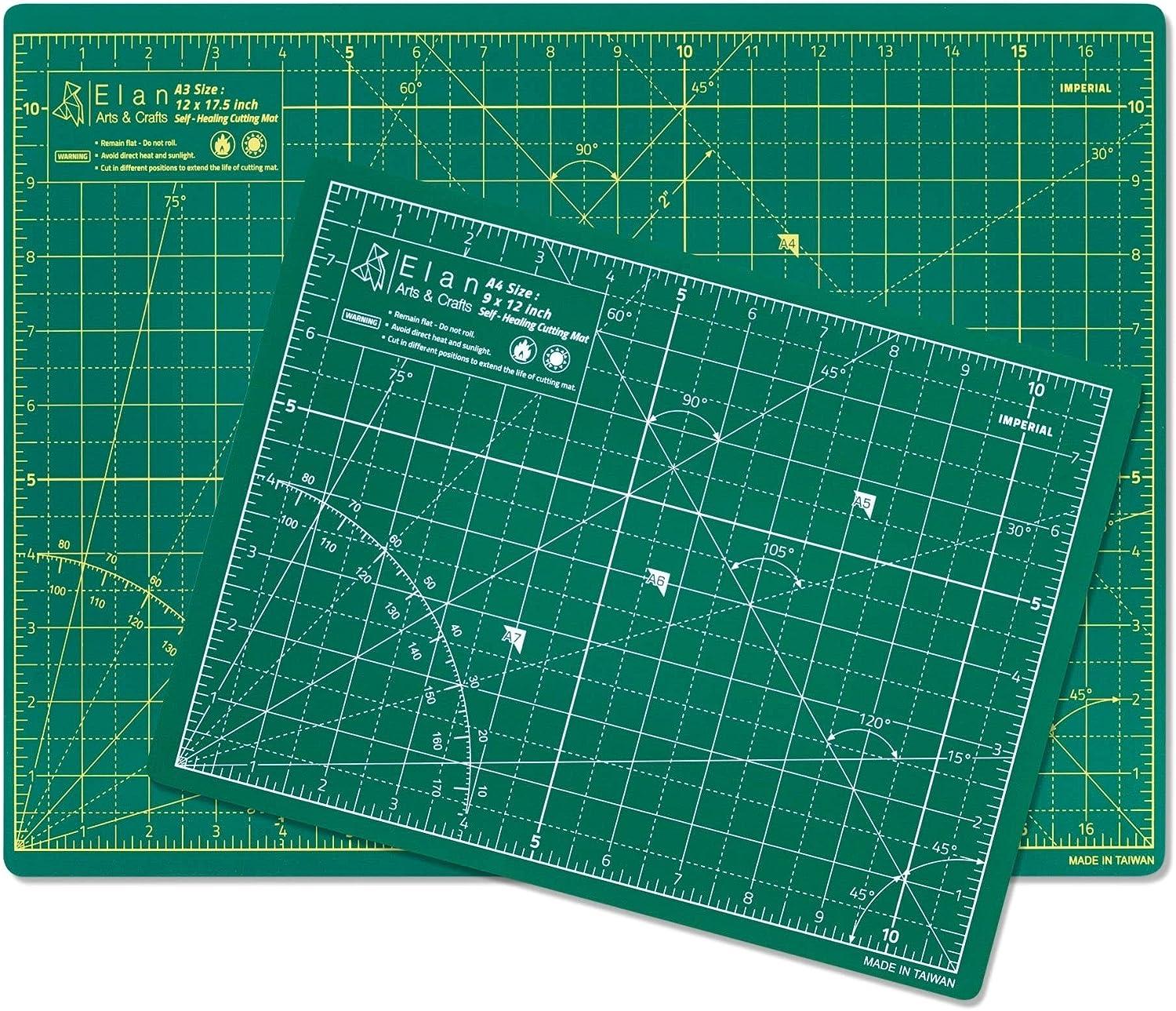 18 x 12 Self Healing Sewing Mat, Idemeet Rotary Cutting Mat for Craft,  5-Ply Blade Table Protecter Cut Board for Handcraft Project, A3, Green  Green A3