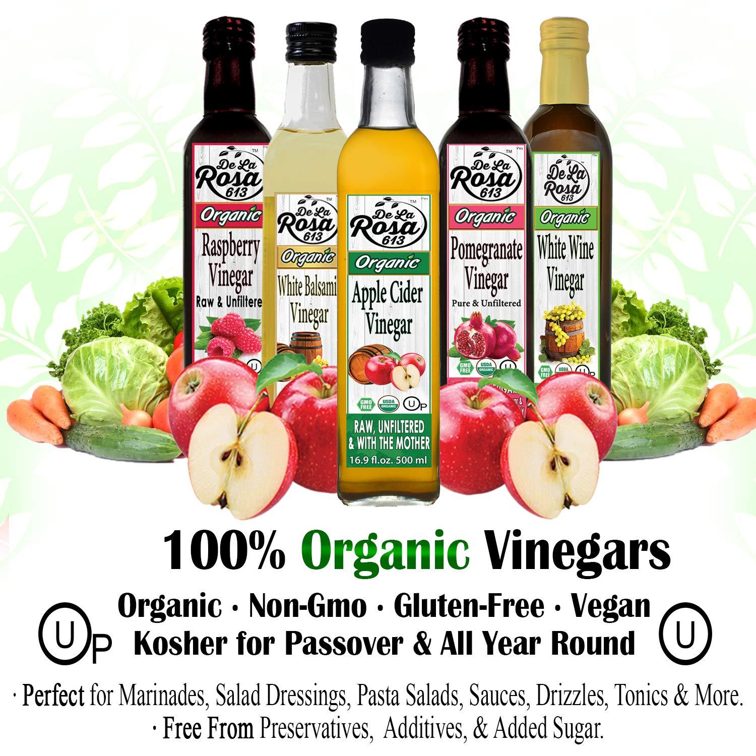 De La Rosa Organic Raspberry & Balsamic Vinegar Variety Pack, No Added Sugar, Vegan, Kosher, Non-GMO & Gluten Free, Great For Salad Dressings, Marinades & More 8.45 Oz (Pack Of - View #4
