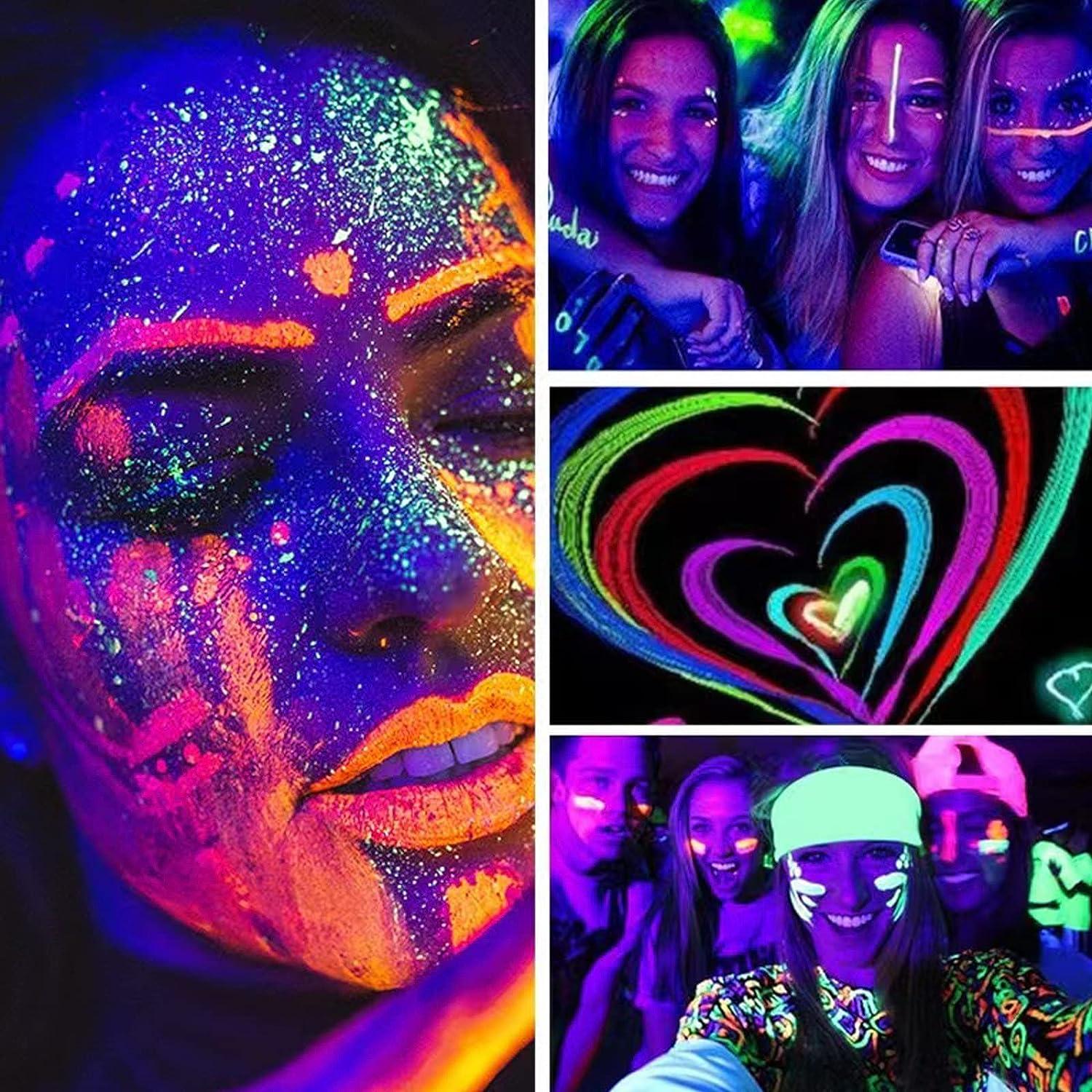 MEICOLY Glow UV Blacklight Face Paint, 8 Bright Colors Neon Fluorescent