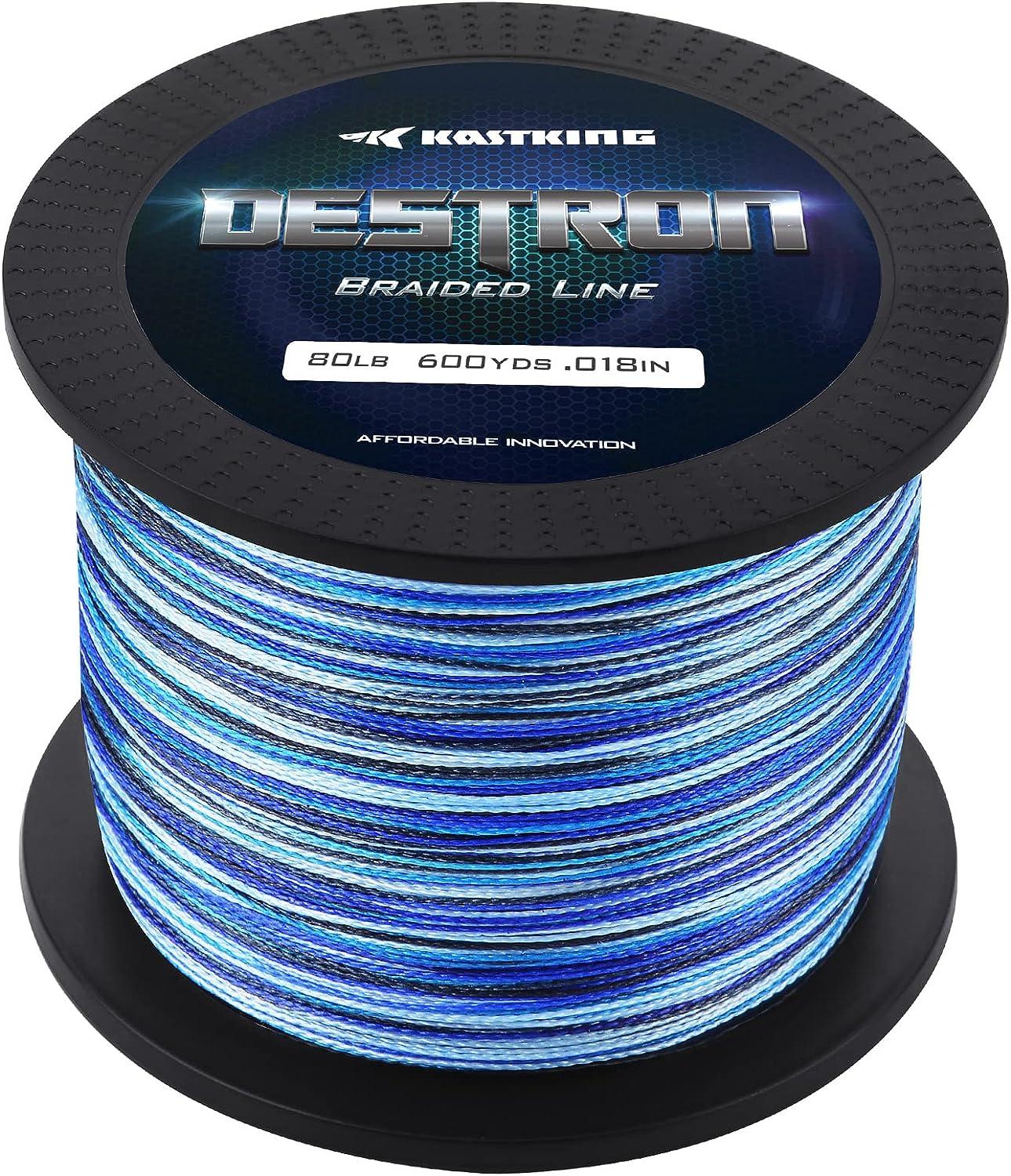 New KastKing Destron Braided Fishing Line, Highly Abrasion Resistant,  Improved Knot Strength, Ultra-Thin Diameter Superline, Zero Stretch &  Memory, CFT Color Fast Technology, 75% Thinner Than Mono Blue Camo 150  yds-6lb-0.11mm