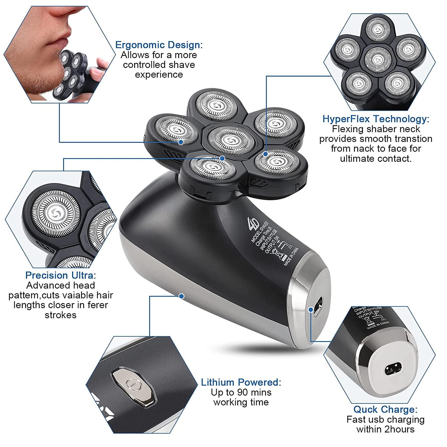 Electric Razor Head Shaver Men 6 in 1 Multifunction USB Rechargeable