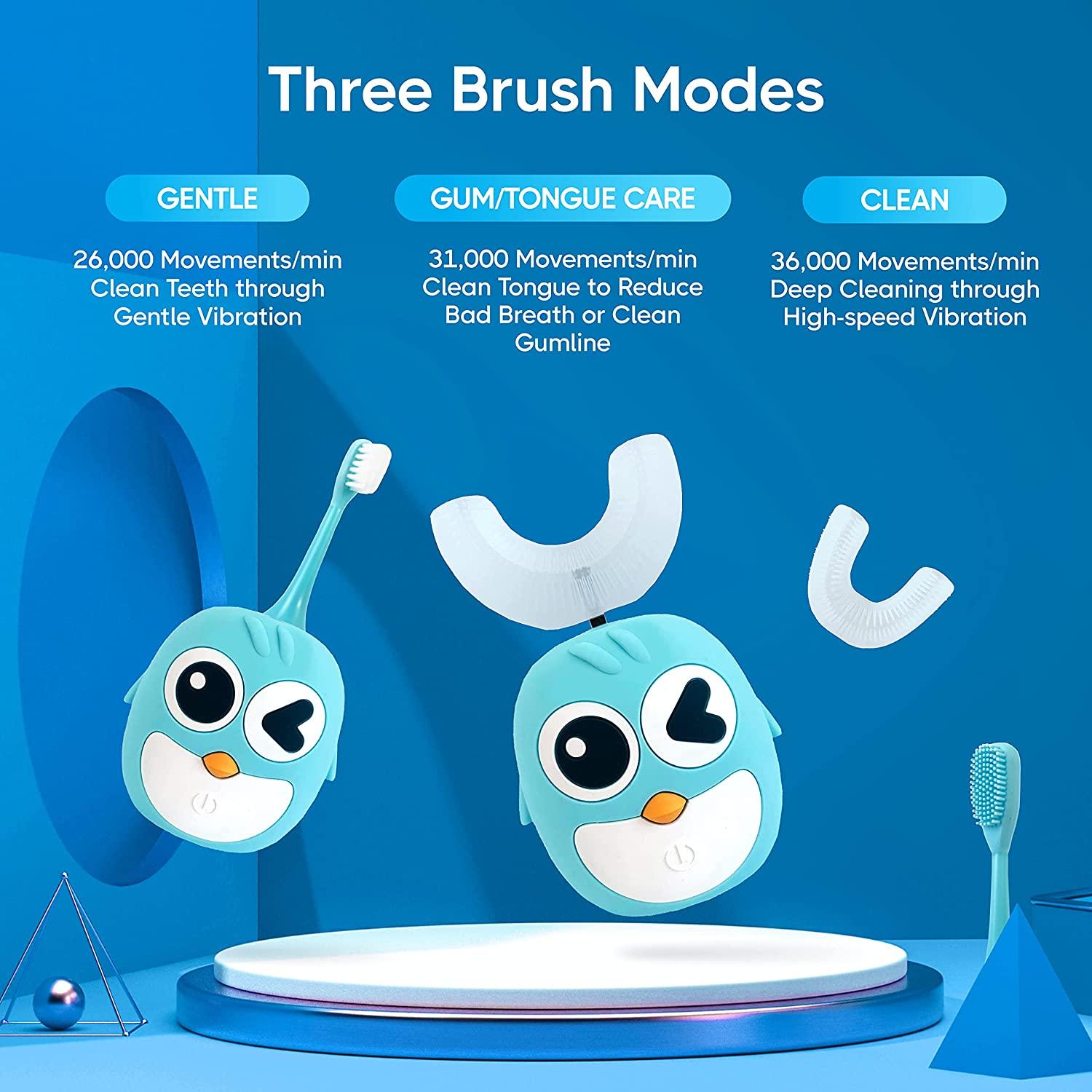 Kids Automatic Toothbrush, Kids U Shaped Toothbrush Set 4 Brush Heads