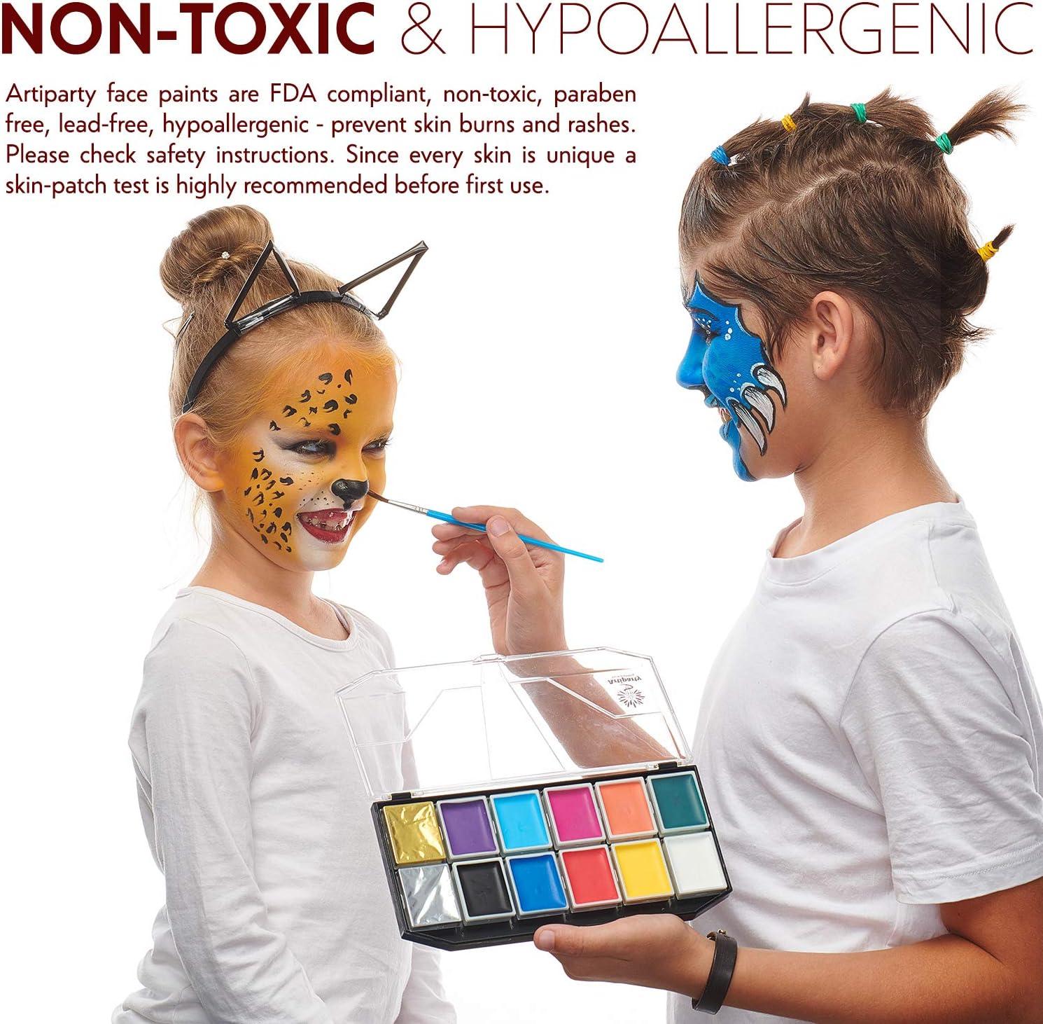 Face Paint Kit – Dermatologically Tested – Non-Toxic & Hypoallergenic –  Professional Face Painting Kit for Kids & Adults – Cosplay Makeup Kit –  Easy