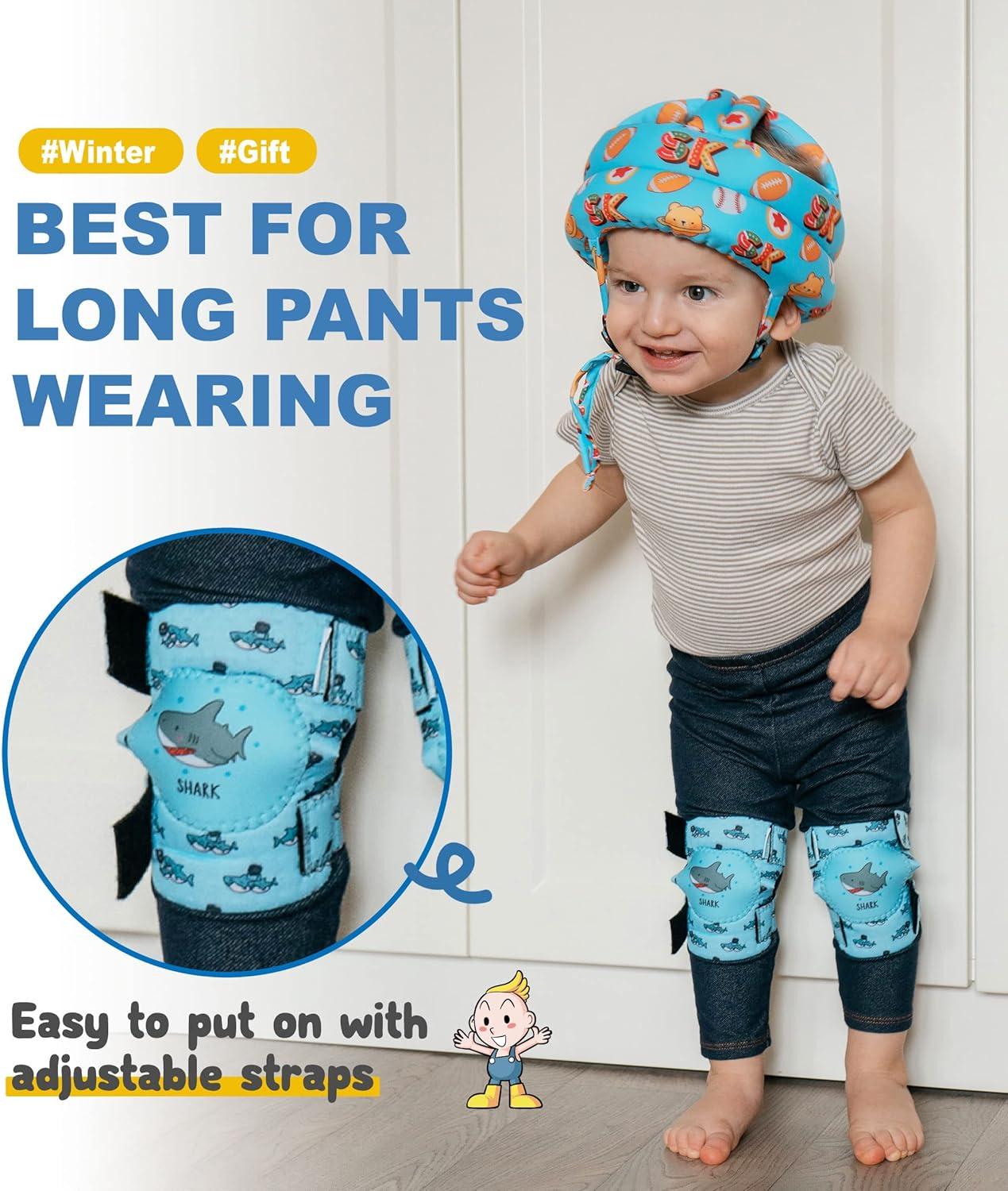 2-Pack Baby Knee Pads For Crawling - Anti-Slip Toddler Knee Protectors Adjustable