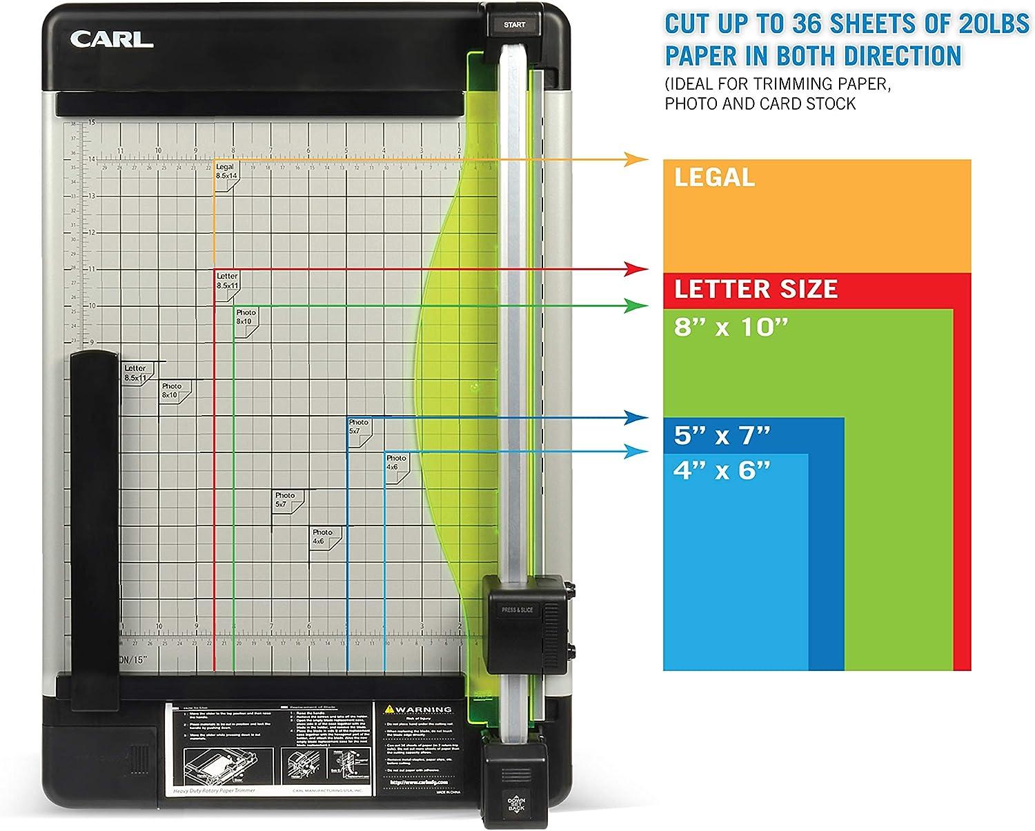 CARL Heavy Duty Rotary Paper Trimmer 15inch 12220 Black And Silver 15