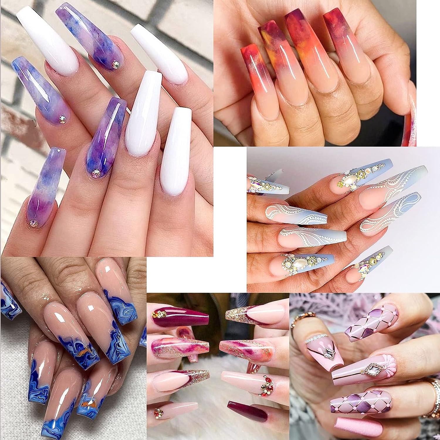 Clear Acrylic Full Cover False Nail Artificial Nails with Case for Nail  Salons and DIY Nail Art