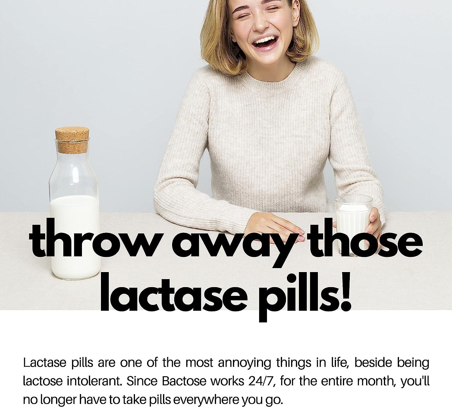 BACTOSE Lactose Intolerance Supplement Probiotic for Long Term Relief Produces Lactase