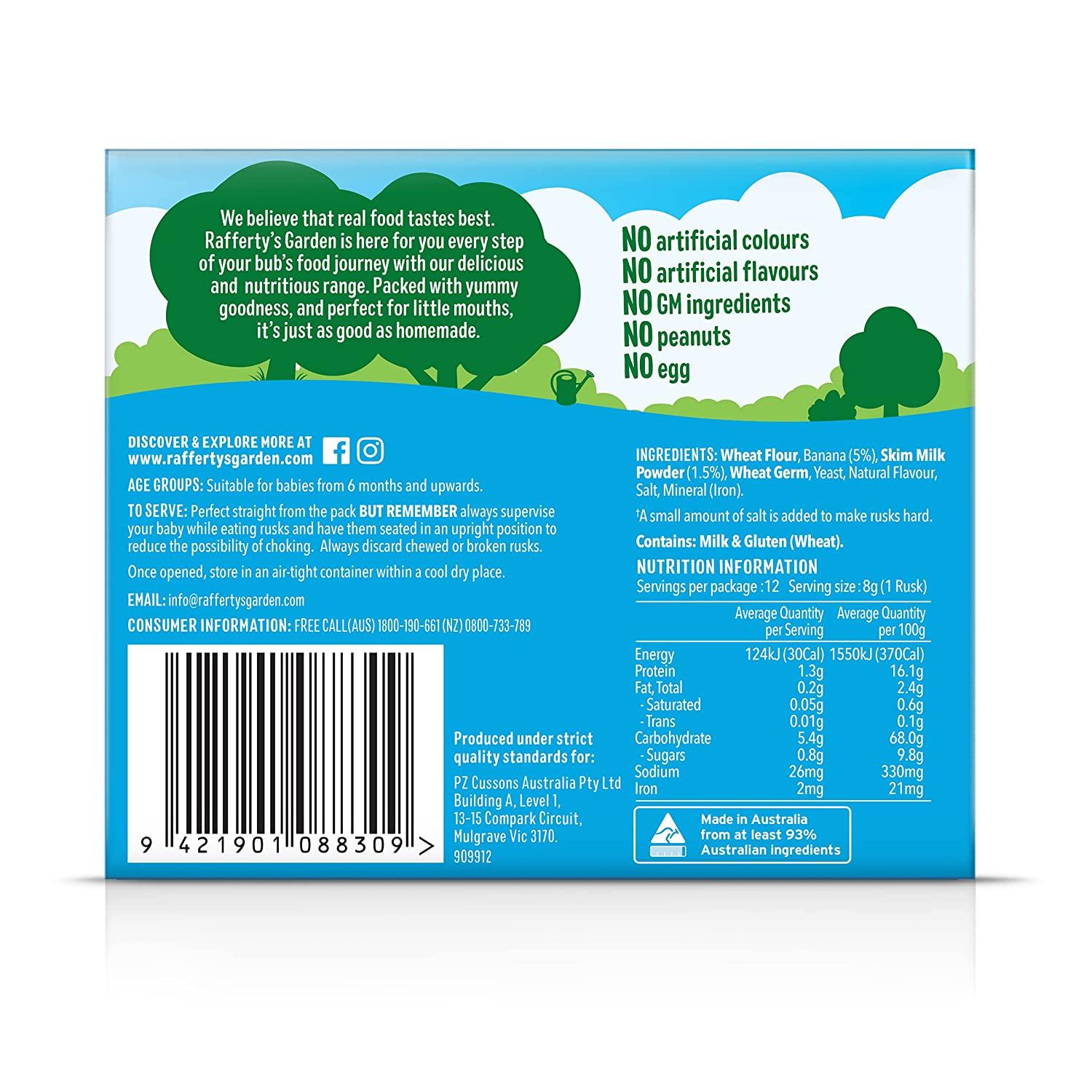 Rafferty's Garden Banana Milk Teething Rusks 100g