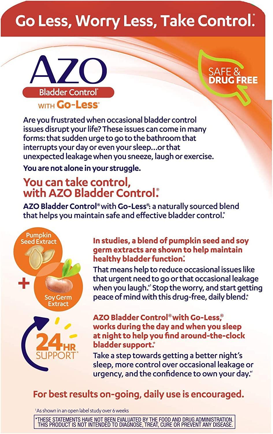 Azo Bladder Control with GoLess 72 Capsules Optimal Urinary Support