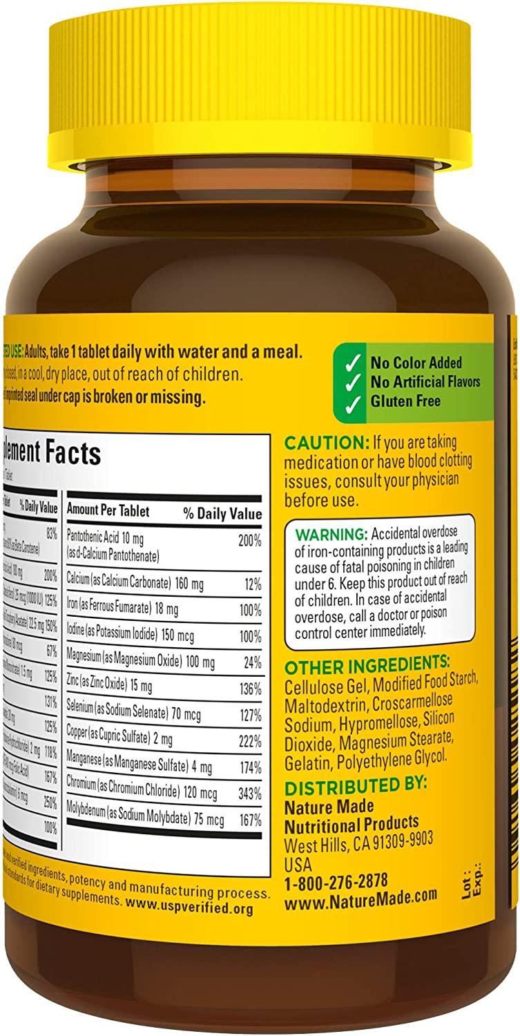 Nature Made Multivitamin with Iron for Women and Men 130 Tablets