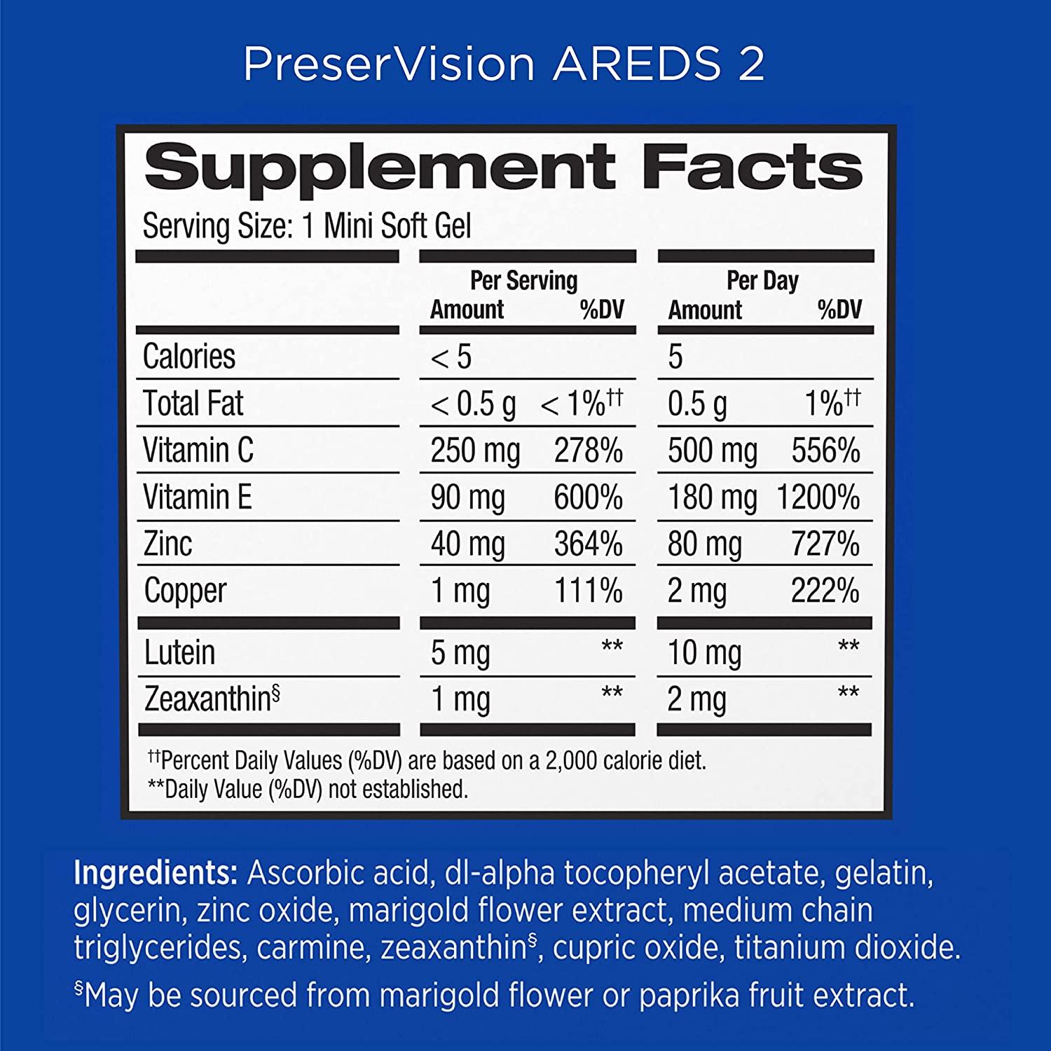 PreserVision AREDS 2 Eye Vitamin Supplement with Lutein, Vitamin C