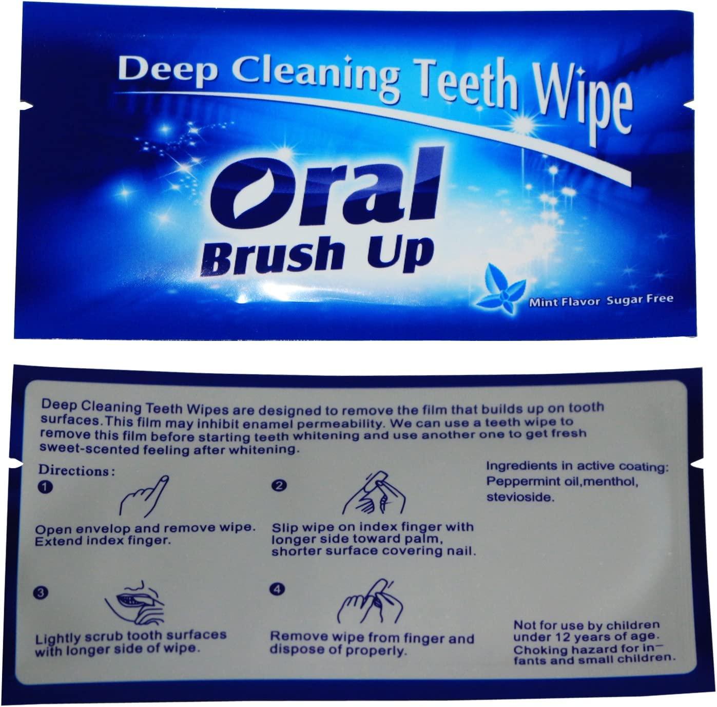 Mint Flavor Finger Teeth Wipes Disposable Brush Ups,Pack of 100,Dark