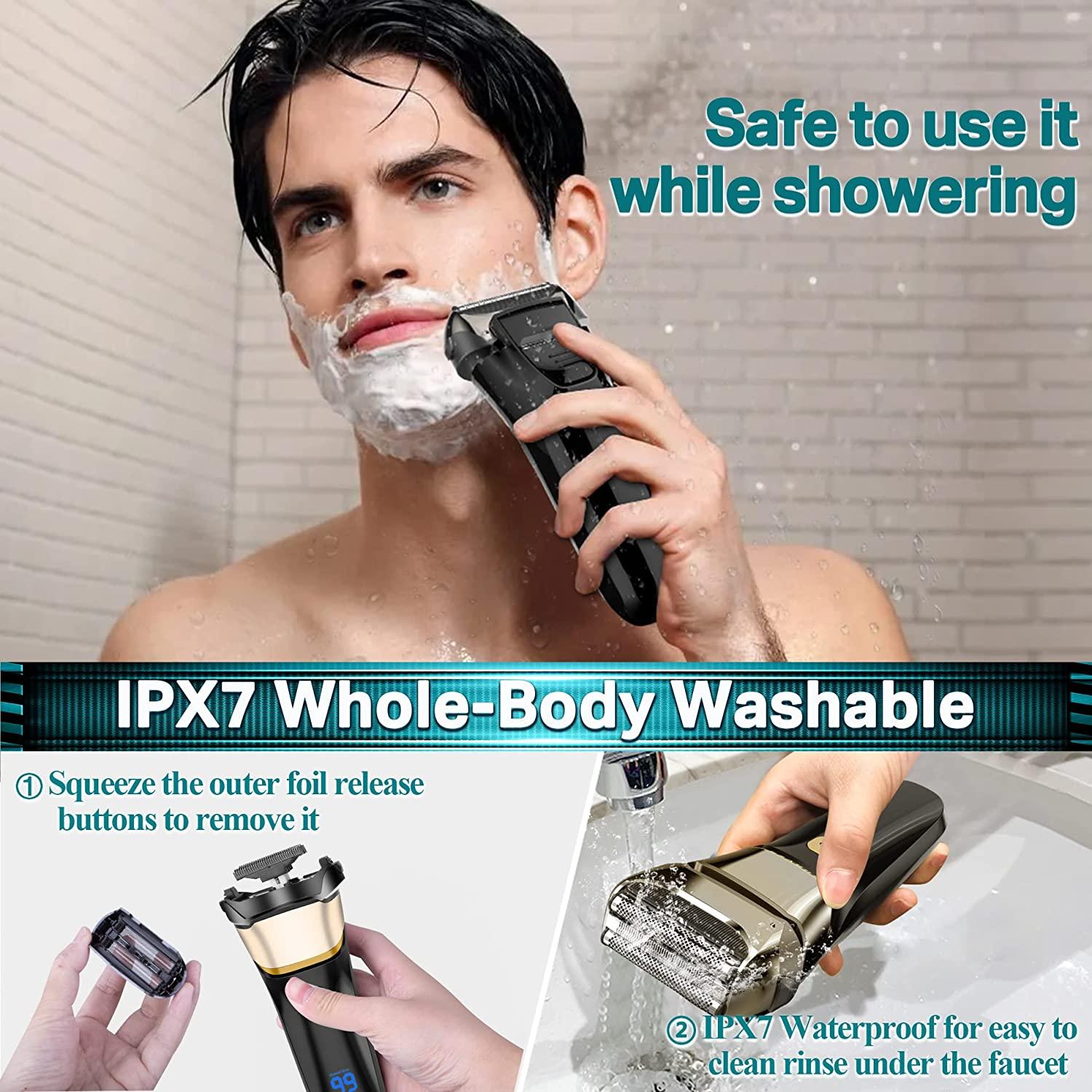 2022 Waterproof Electric Razor for Men Rechargeable Foil Shaver with