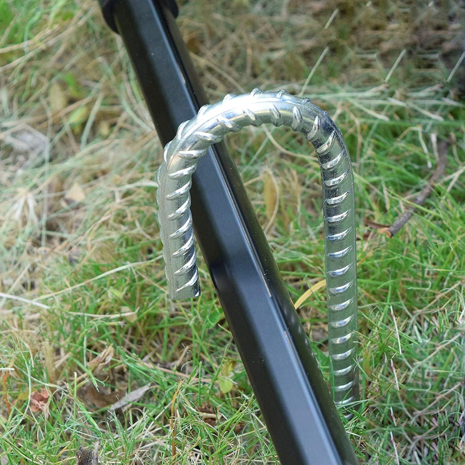 55-Pack 12" Galvanized Rebar Stakes - Heavy Duty J Hook Ground Anchors For Trampolines, Tents & Fences