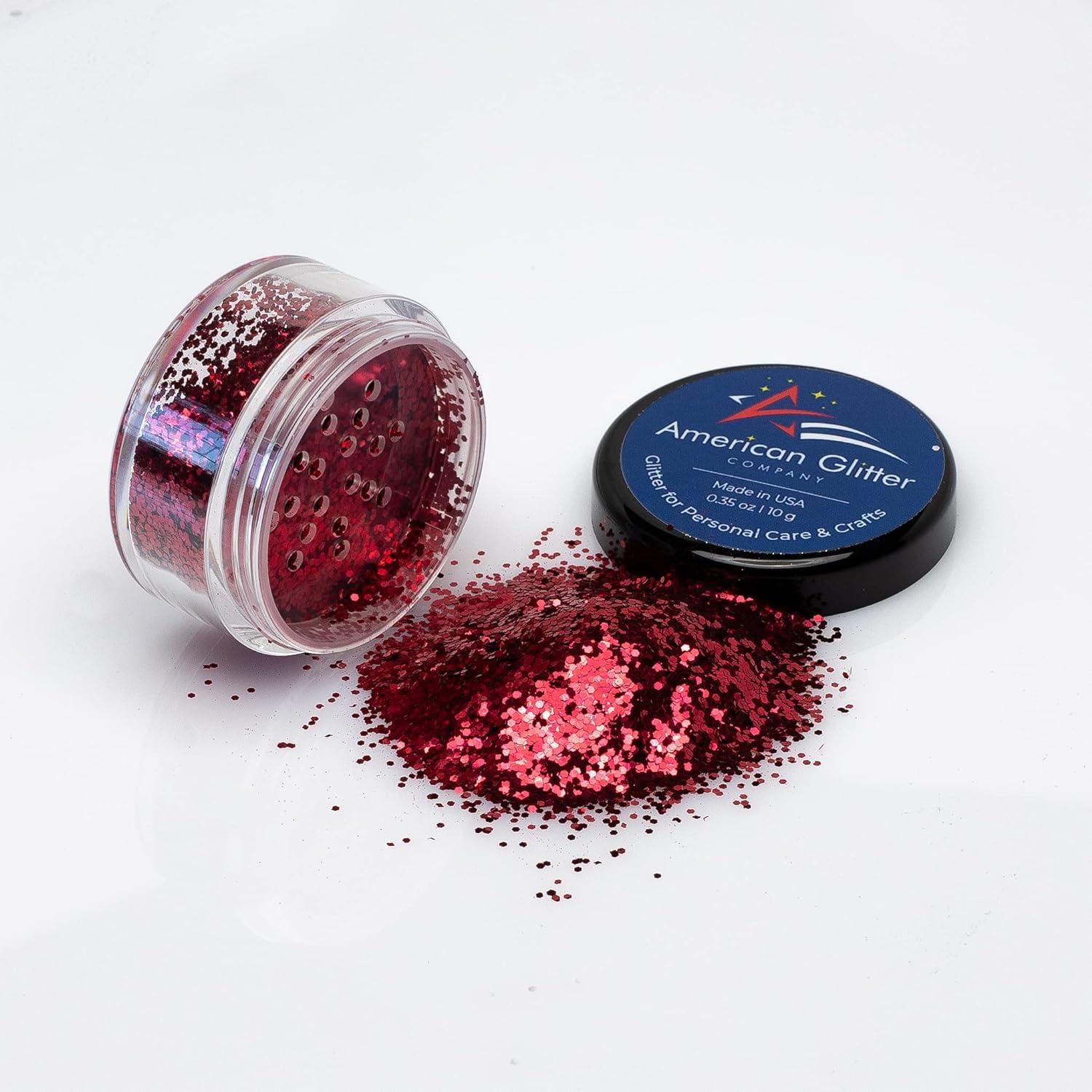 American Glitter Company Cosmetic Grade Glitter - Nail Art Face Body Makeup  - Made in USA - Red net