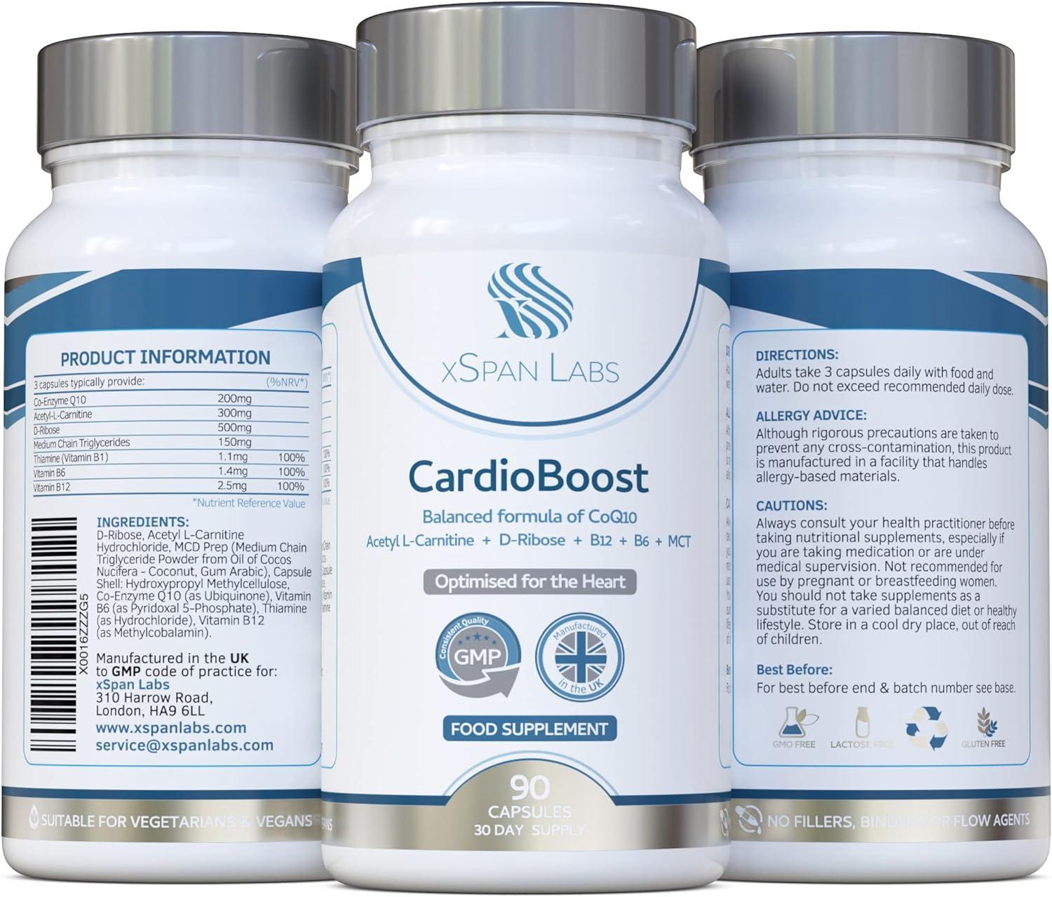 CardioBoost 90 Capsules - CoQ10, D-Ribose, Acetyl L-Carnitine, B Vitamins &  MCTs for Heart Health and Energy Support | Buy Now with Express  International Delivery