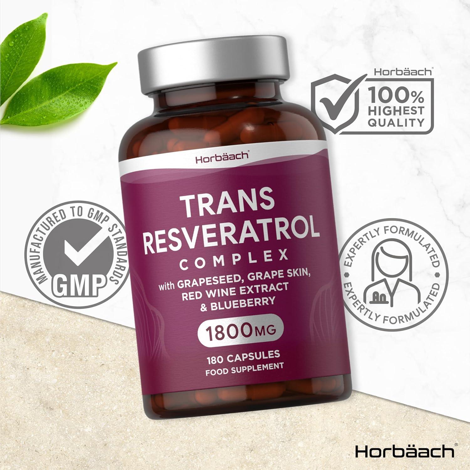 Trans Resveratrol Supplement 1800mg 180 Capsules Complex with