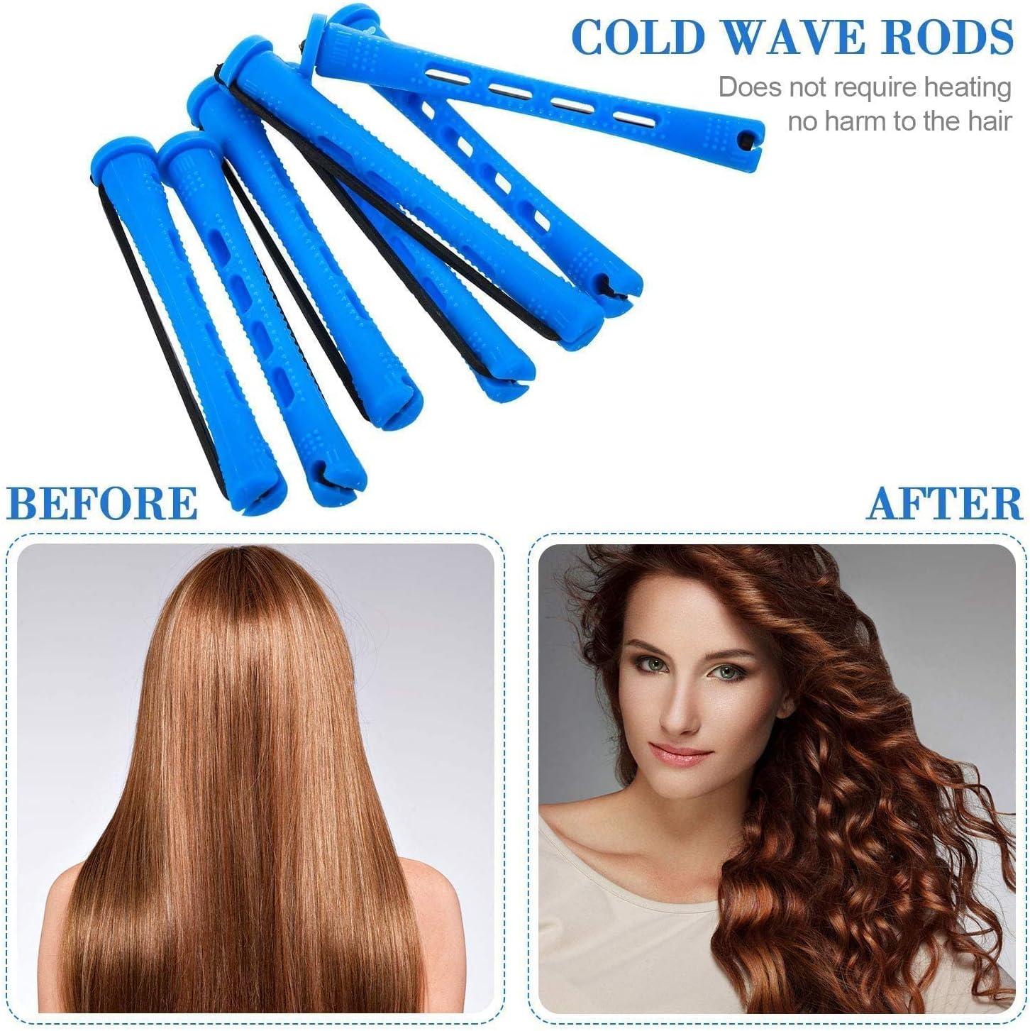 48-Piece 0.35 Hair Perm Rods Set with Steel Tail Comb - Blue Cold Wave ...
