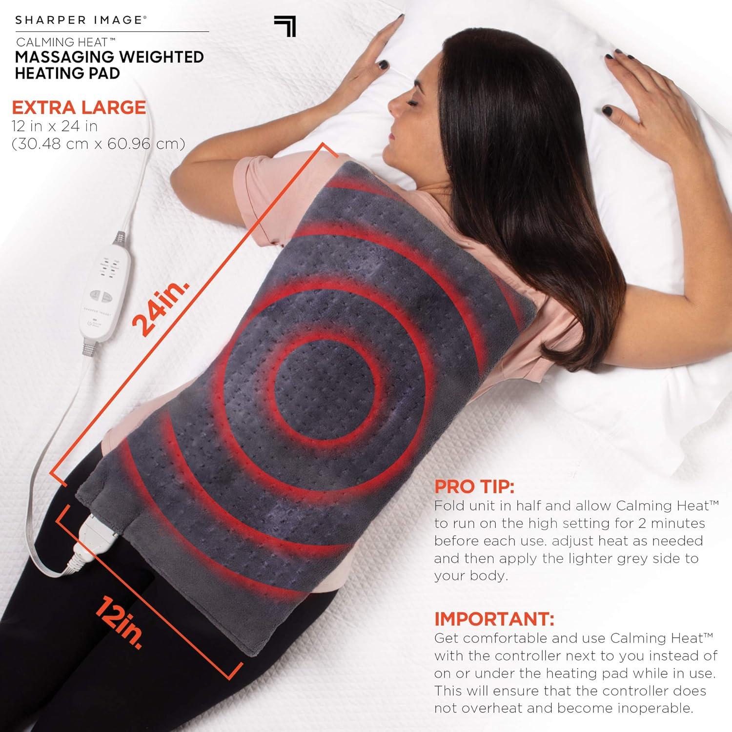 Calming Heat Weighted Heating Pad by Sharper Image - Electric Massaging Pad with 6 Settings for Relaxation - 12 x 24 inches, 4 lbs | Buy Now with Express International Delivery | GoSupps.com Calming Heat Weighted Heating Pad by Sharper Image - Electric Massaging Pad with 6 Settings for Relaxation - 12 x 24 inches, 4 lbs | Buy Now with Express International Delivery | GoSupps.com