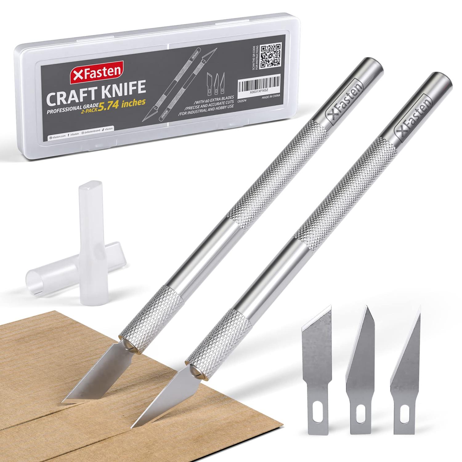 XFasten Exacto Knife Set 2 Precision Hobby Knives with 60 Blades for