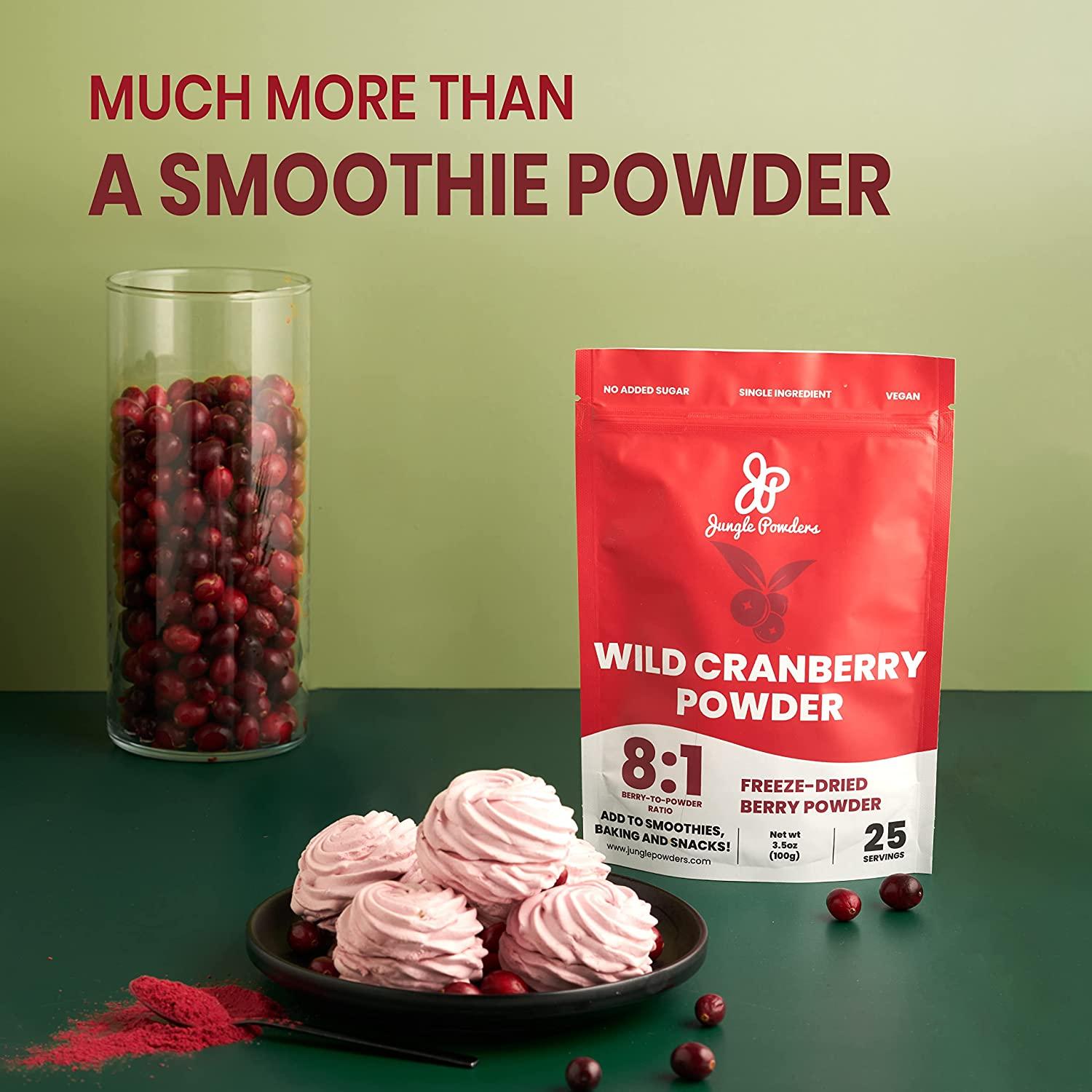 Jungle Powders Wild Cranberry Powder 3.5oz Natural Freeze Dried Whole Cranberry Extract Non GMO
