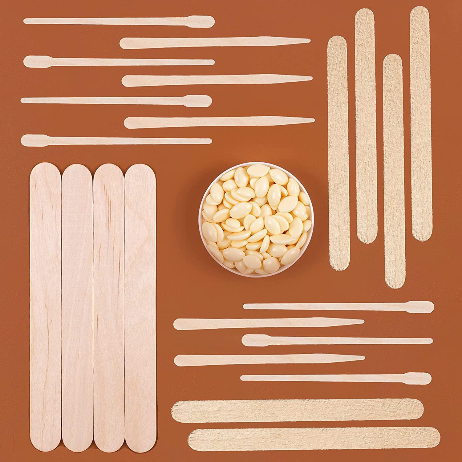 Mibly 4 Style Assorted Wooden Wax Sticks - For Body Legs Face and Small  Medium Large Sizes Eyebrow Waxing Applicator Spatulas for Hair Removal or  Wood Craft Sticks (Pack Of 250 Assorted